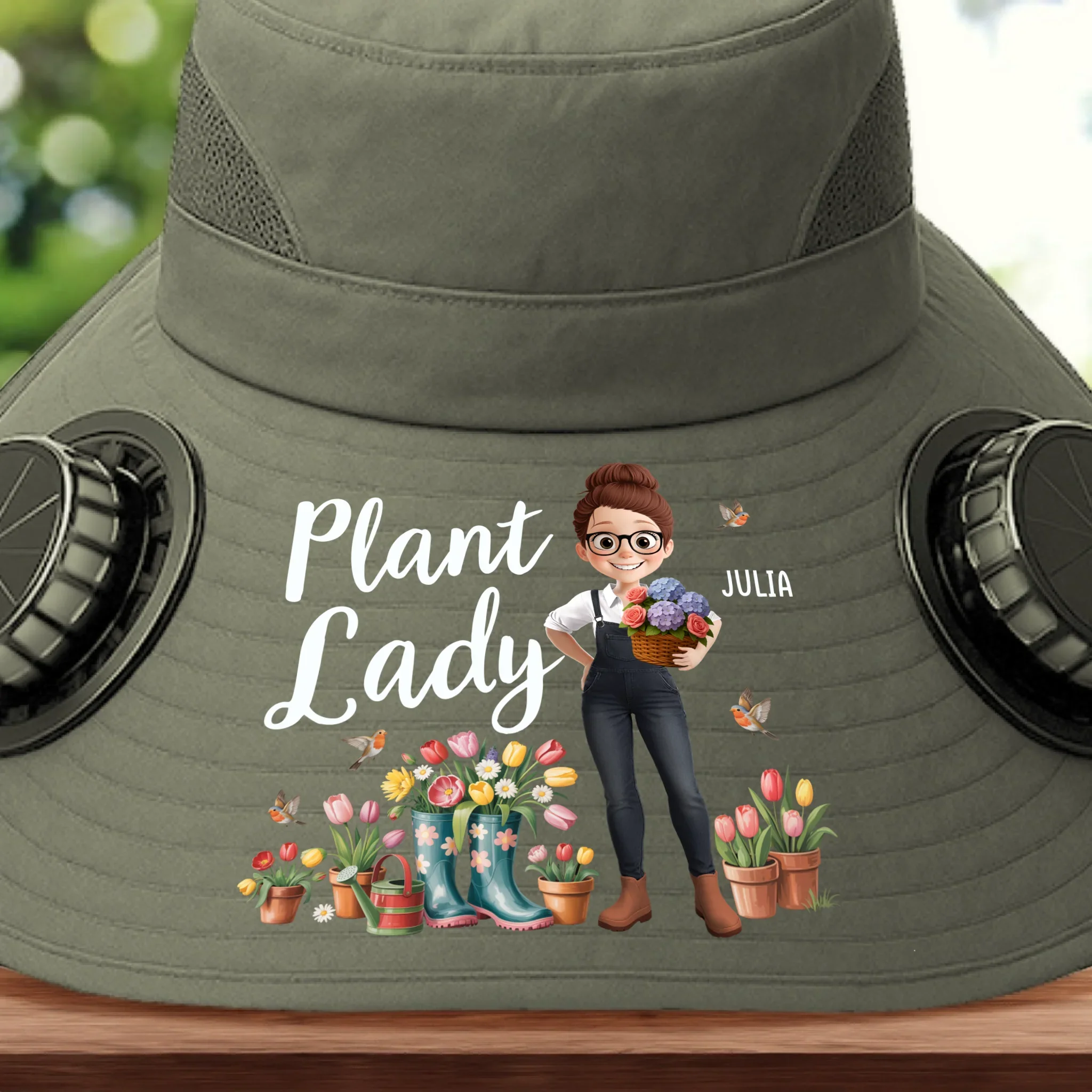 Custom Hat With Fans Solar Power - Personalized Garden Gifts For Gardeners - Plant Dreams, Grow Joy - Image 2