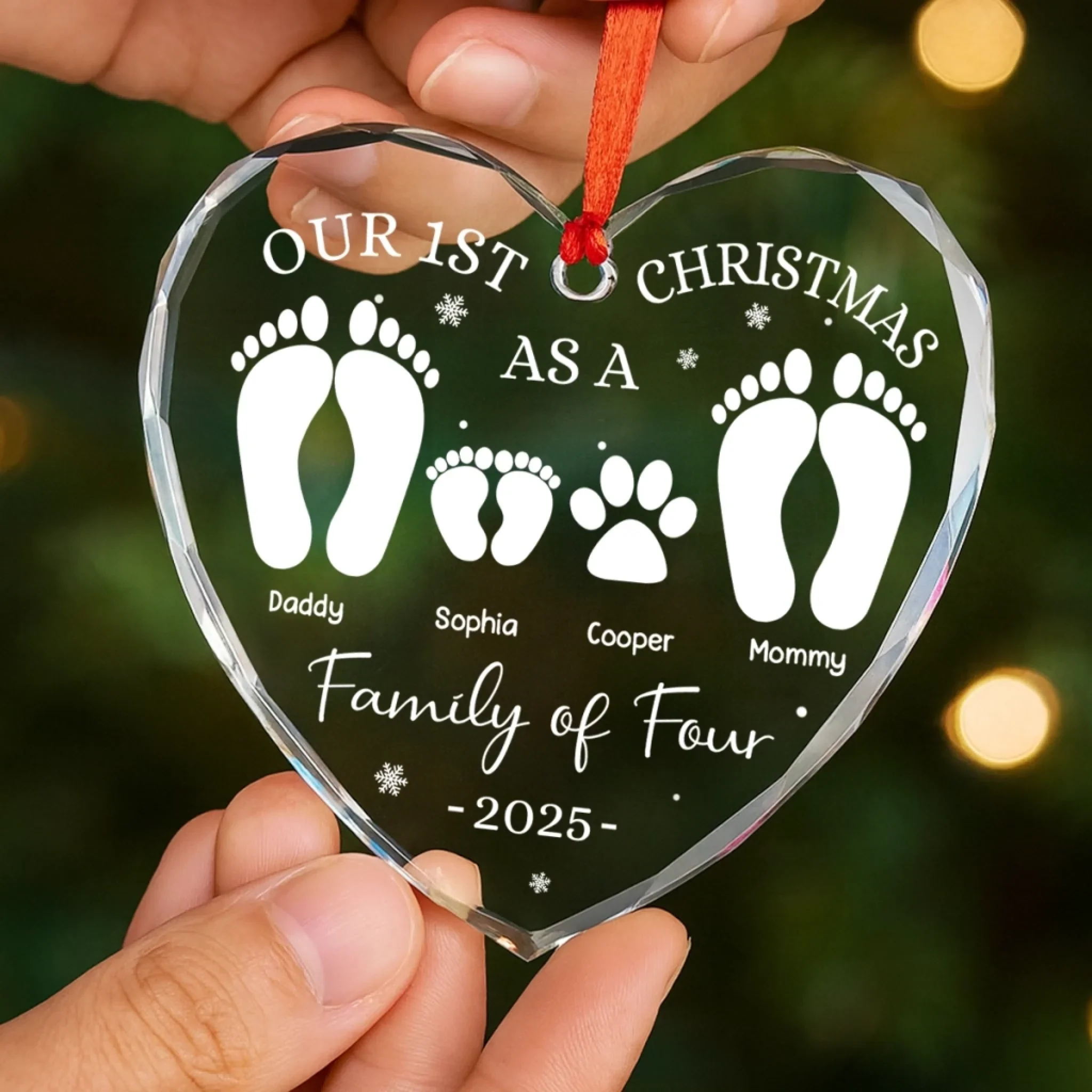 Custom Heart Glass Ornament - Personalized Christmas Birthday Gifts For Mom, Dad, Kids - Home Is Our Haven - Image 4