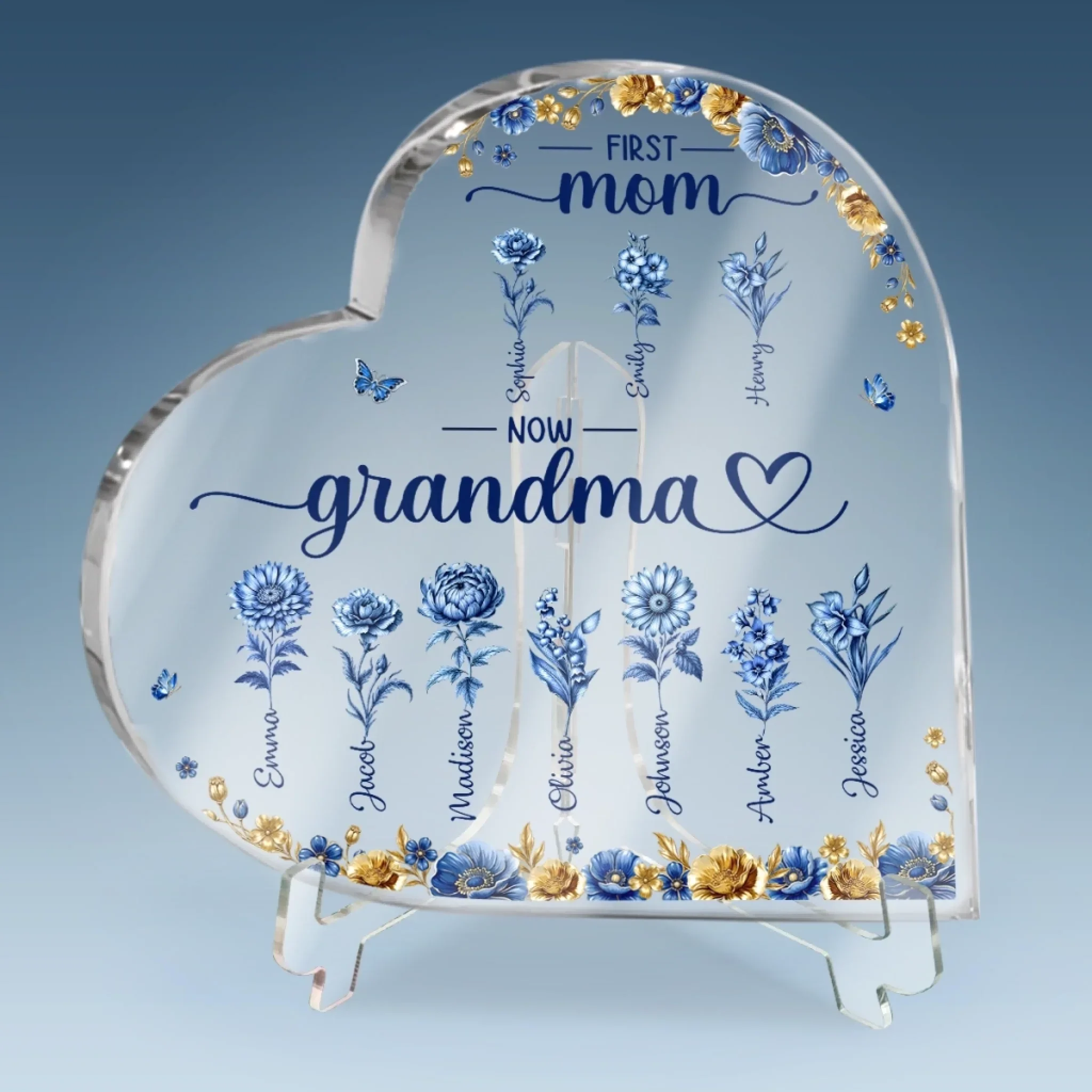 Custom Heart Shaped Acrylic Plaque - Personalized Mother's Day Gifts For Mom, Grandma - Where Memories Grow Like Flowers - Image 4