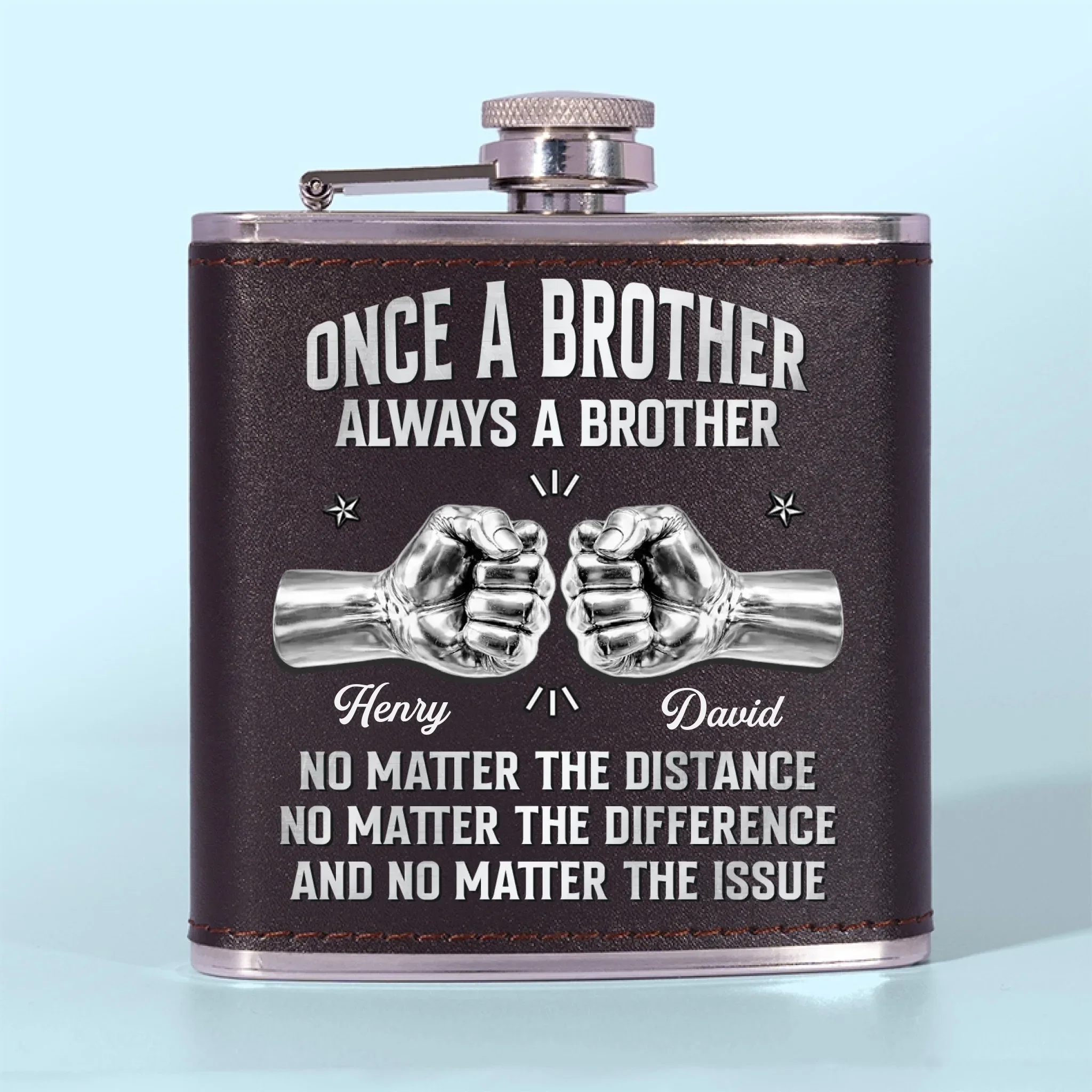 Custom Hip Flask - Personalized Birthday Gifts For Brother - Brothers Through Every Season - Image 4