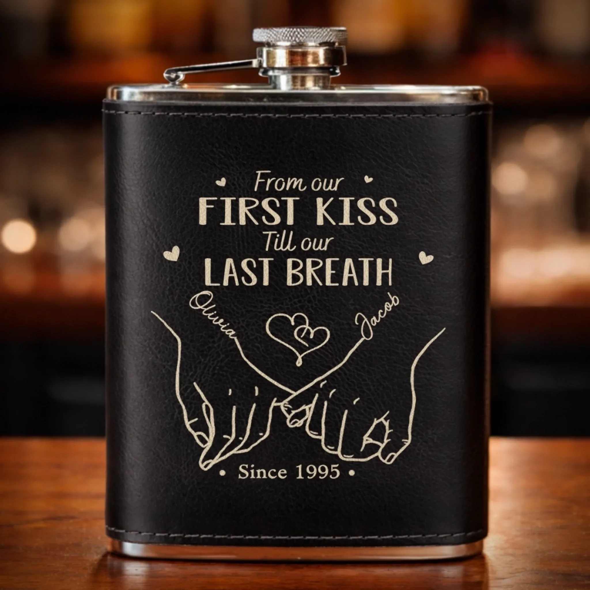 Custom Hip Flask Set - Personalized Anniversary Wedding Gifts For Husband And Wife, Him And Her - Together We Stay Soft - Image 5
