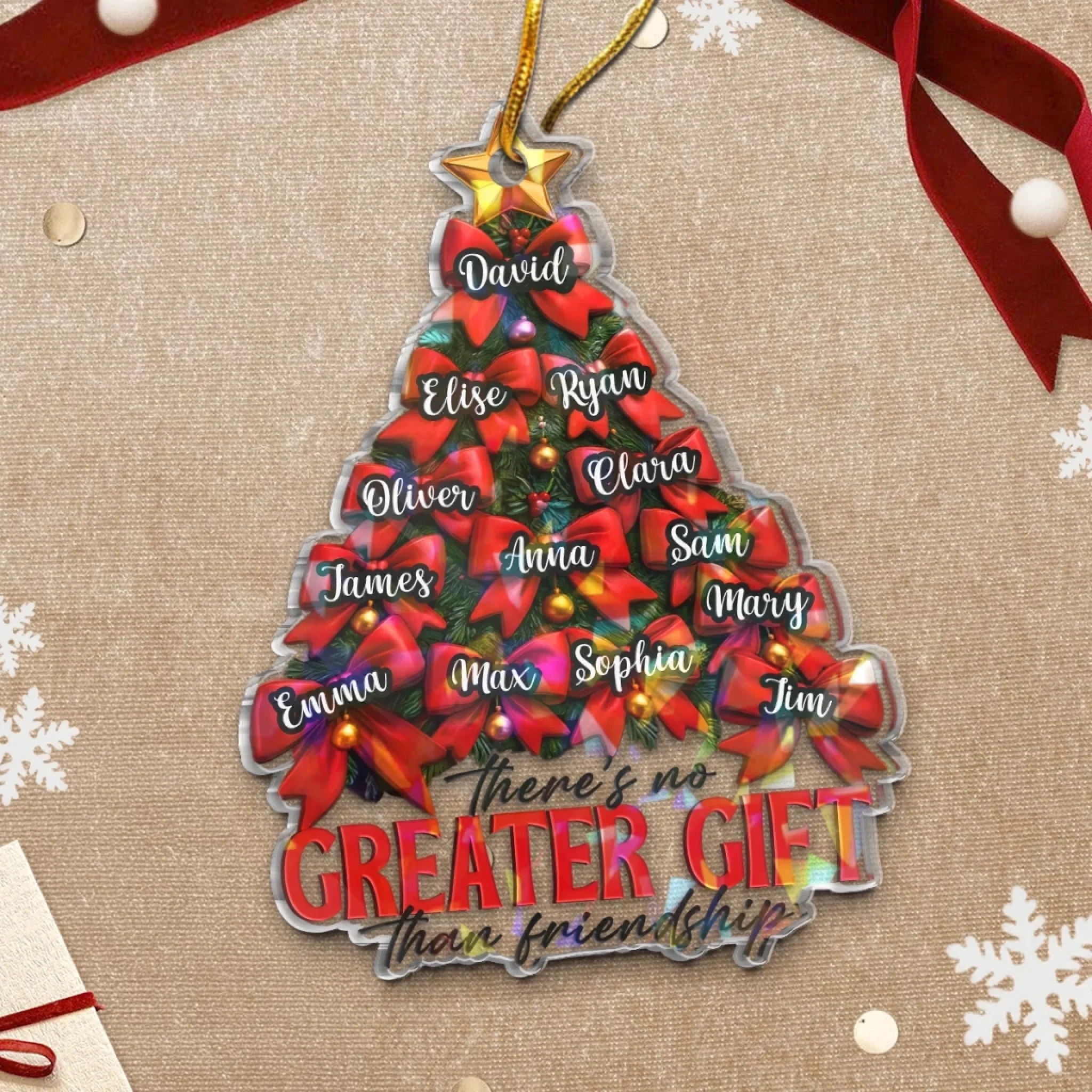 Custom Hologram Acrylic Ornament - Personalized Christmas Best Friend Birthday Gifts For Women, Besties, Sisters, BFF - Our Bond Grows Like Christmas Lights - Image 5