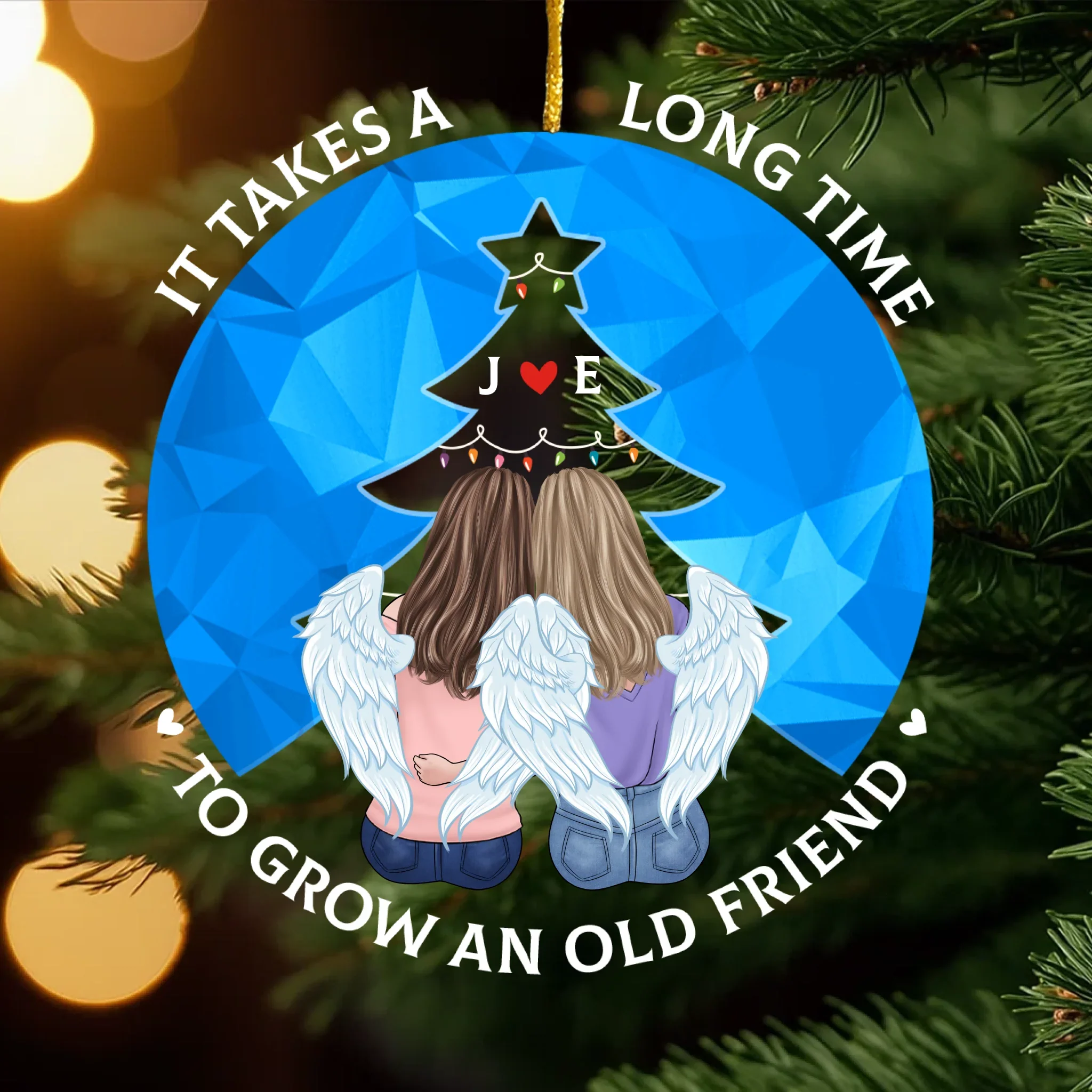 Custom Hologram Acrylic Ornament - Personalized Christmas Best Friend Birthday Gifts For Women, Besties, Sisters, BFF - Side By Side, Year By Year - Image 2