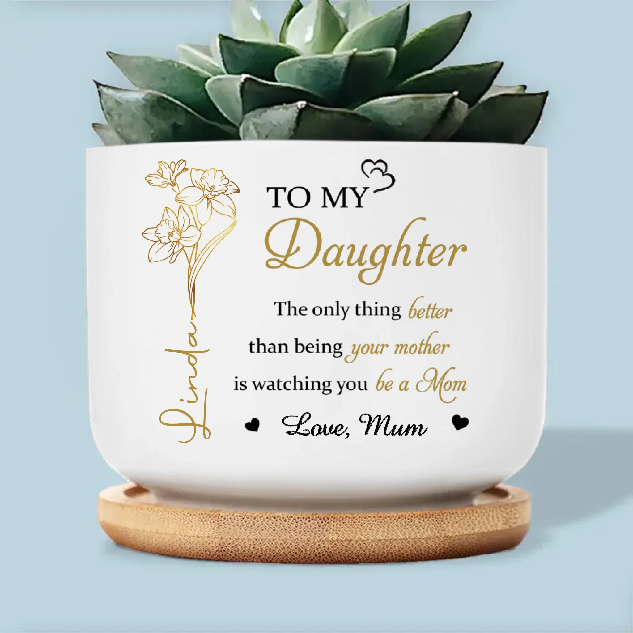 Custom Home Decor Ceramic Plant Pot - Personalized Mother's Day Gifts For Mum, Daughter - Where She Is Home Grows - Image 2