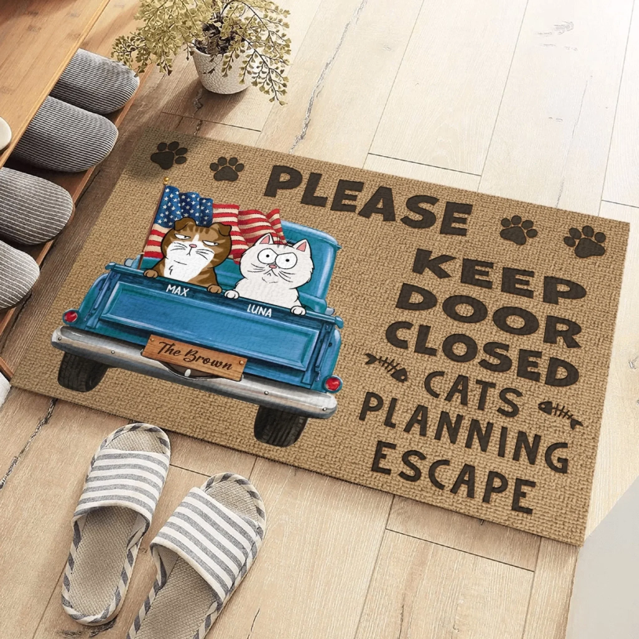Custom Home Decor Decorative Mat - Personalized Birthday Gifts For Cat Lovers, Cat Mom And Dad - Crazy Cat People Live Here - Image 3