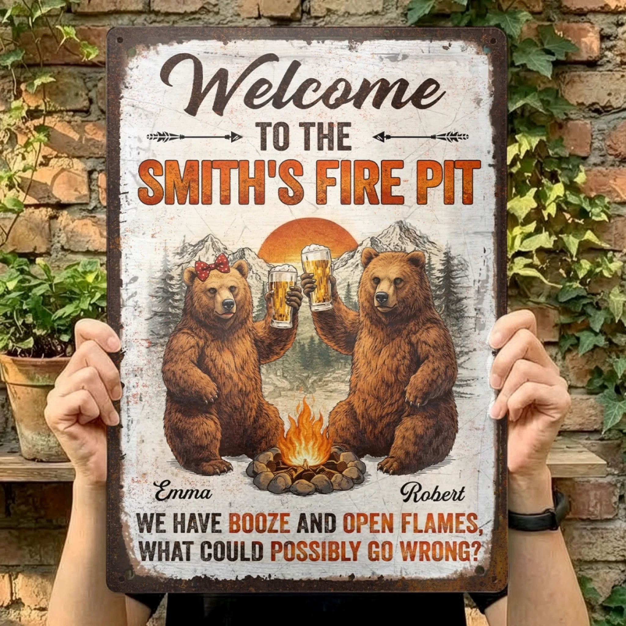 Custom Home Decor Metal Sign - Personalized Birthday Camping Gifts For Campers, Mom, Dad, Brother, Sister, Kids - This Is Our Happy Place - Image 3