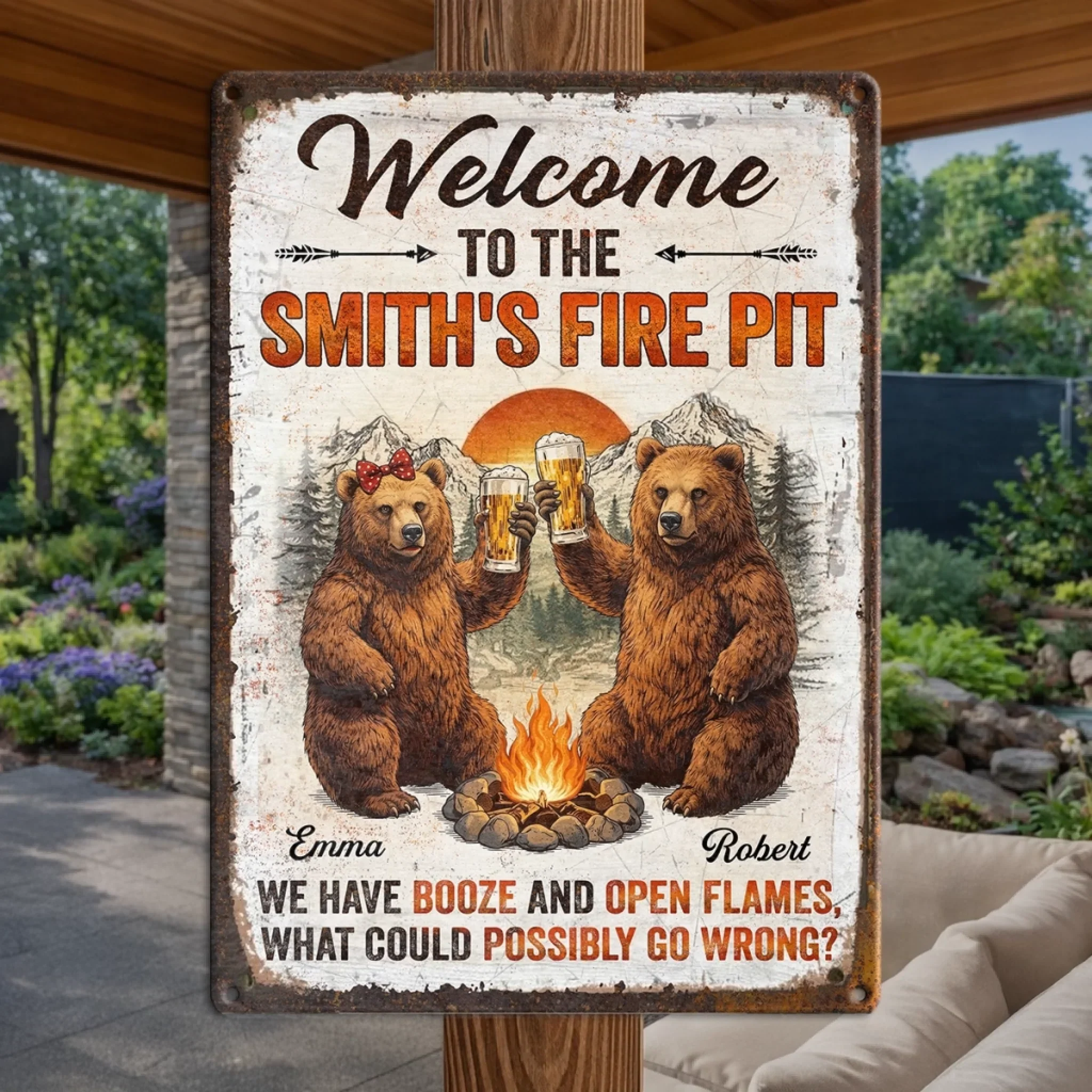 Custom Home Decor Metal Sign - Personalized Birthday Camping Gifts For Campers, Mom, Dad, Brother, Sister, Kids - This Is Our Happy Place - Image 4