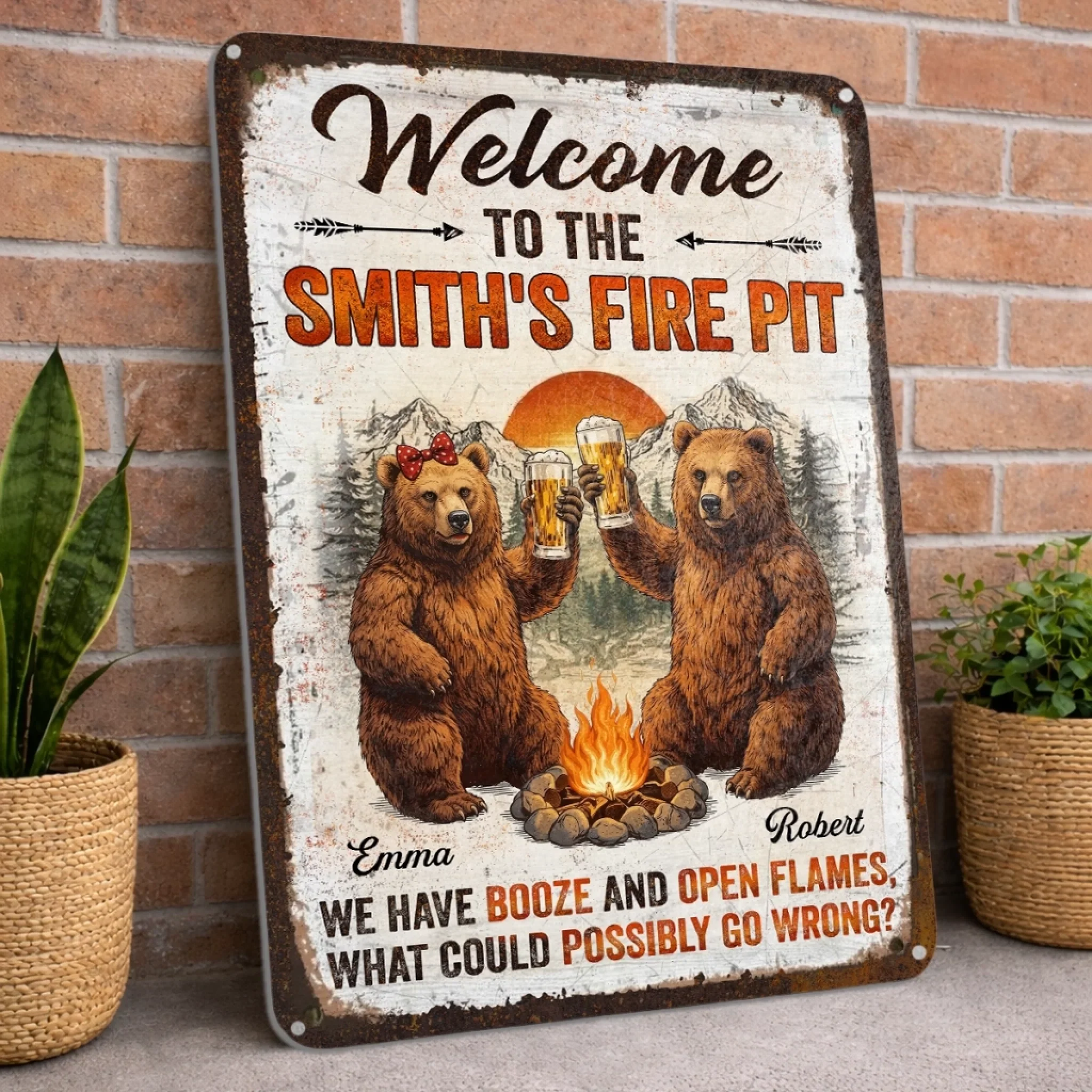 Custom Home Decor Metal Sign - Personalized Birthday Camping Gifts For Campers, Mom, Dad, Brother, Sister, Kids - This Is Our Happy Place - Image 5