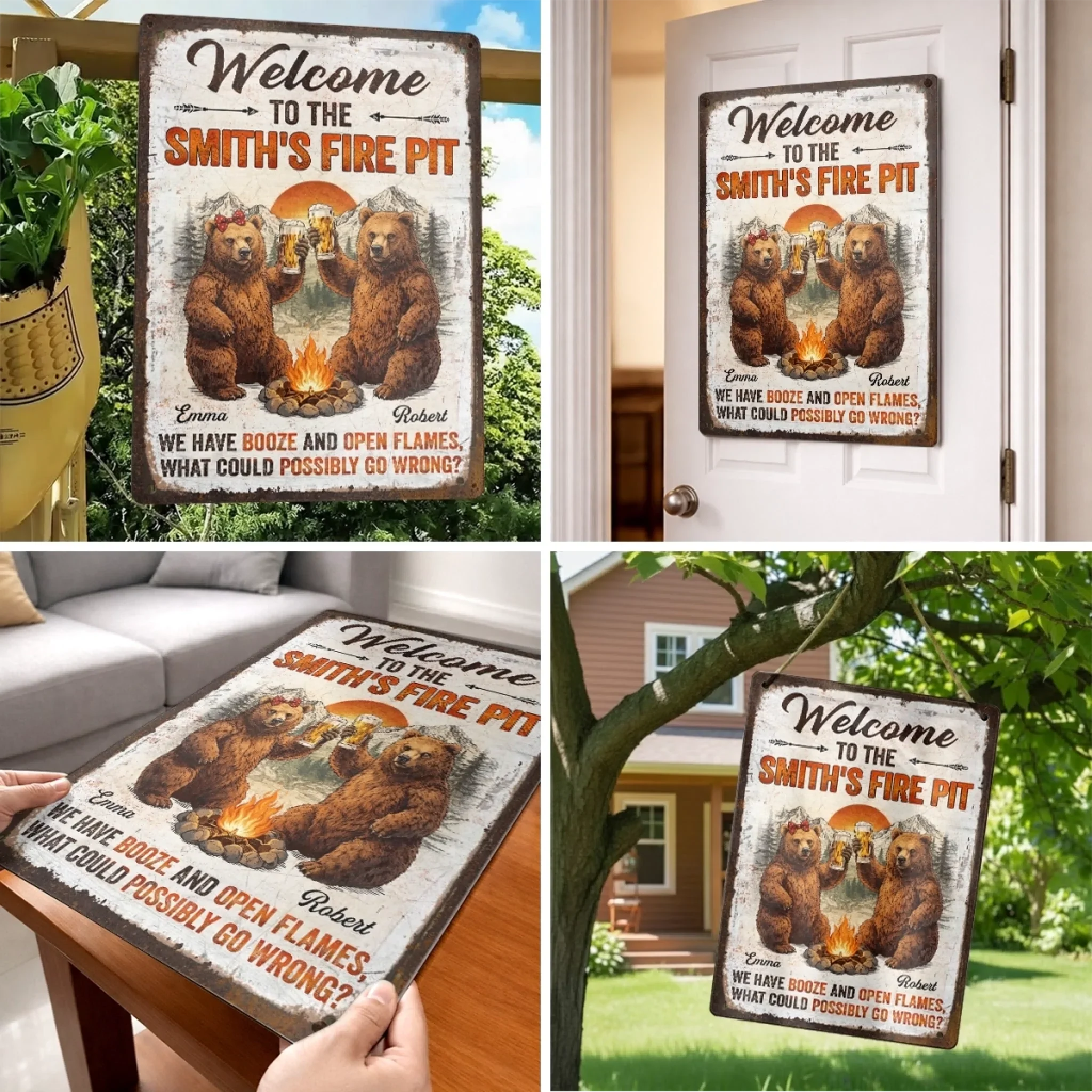 Custom Home Decor Metal Sign - Personalized Birthday Camping Gifts For Campers, Mom, Dad, Brother, Sister, Kids - This Is Our Happy Place - Image 6