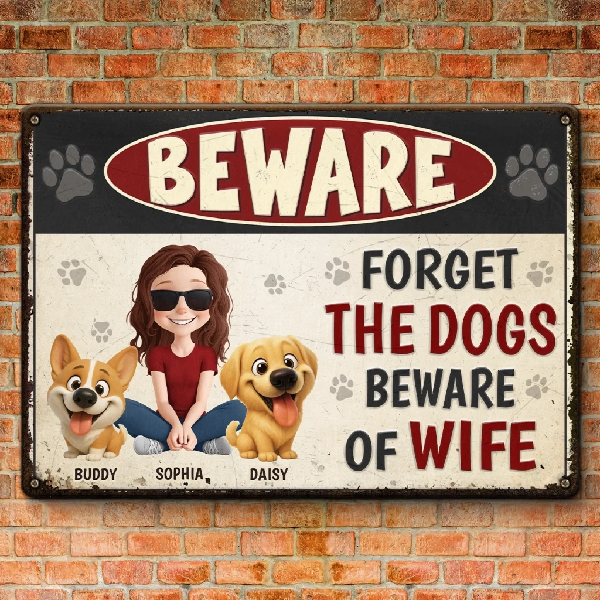 Custom Home Decor Metal Sign - Personalized Birthday Gifts For Dog Lovers, Dog Dad And Mom - Fluffy Guards Retired, New Boss Installed - Image 3