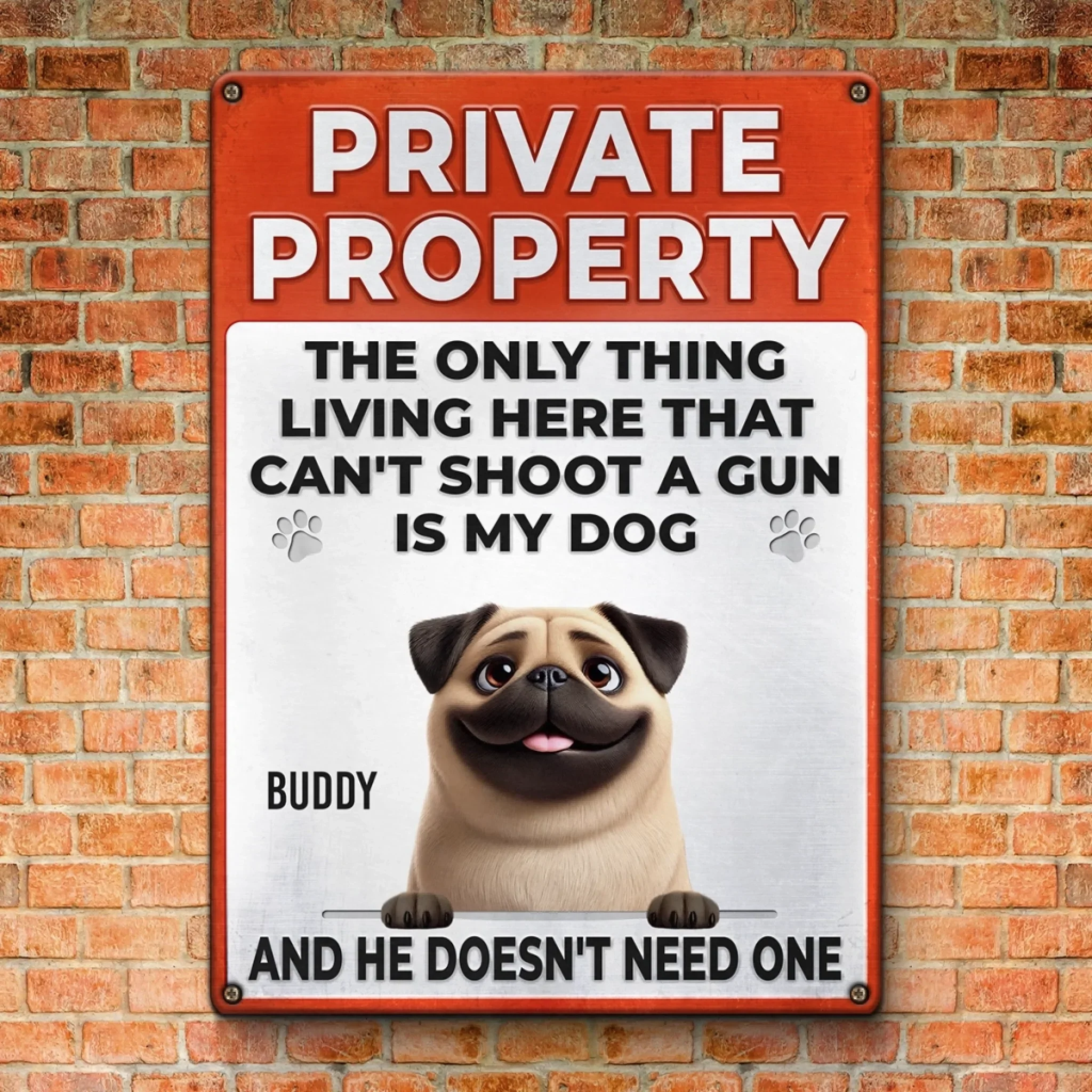 Custom Home Decor Metal Sign - Personalized  Birthday Gifts For Dog Lovers, Dog Dad And Mom - Knock At Your Own Risk - Image 3