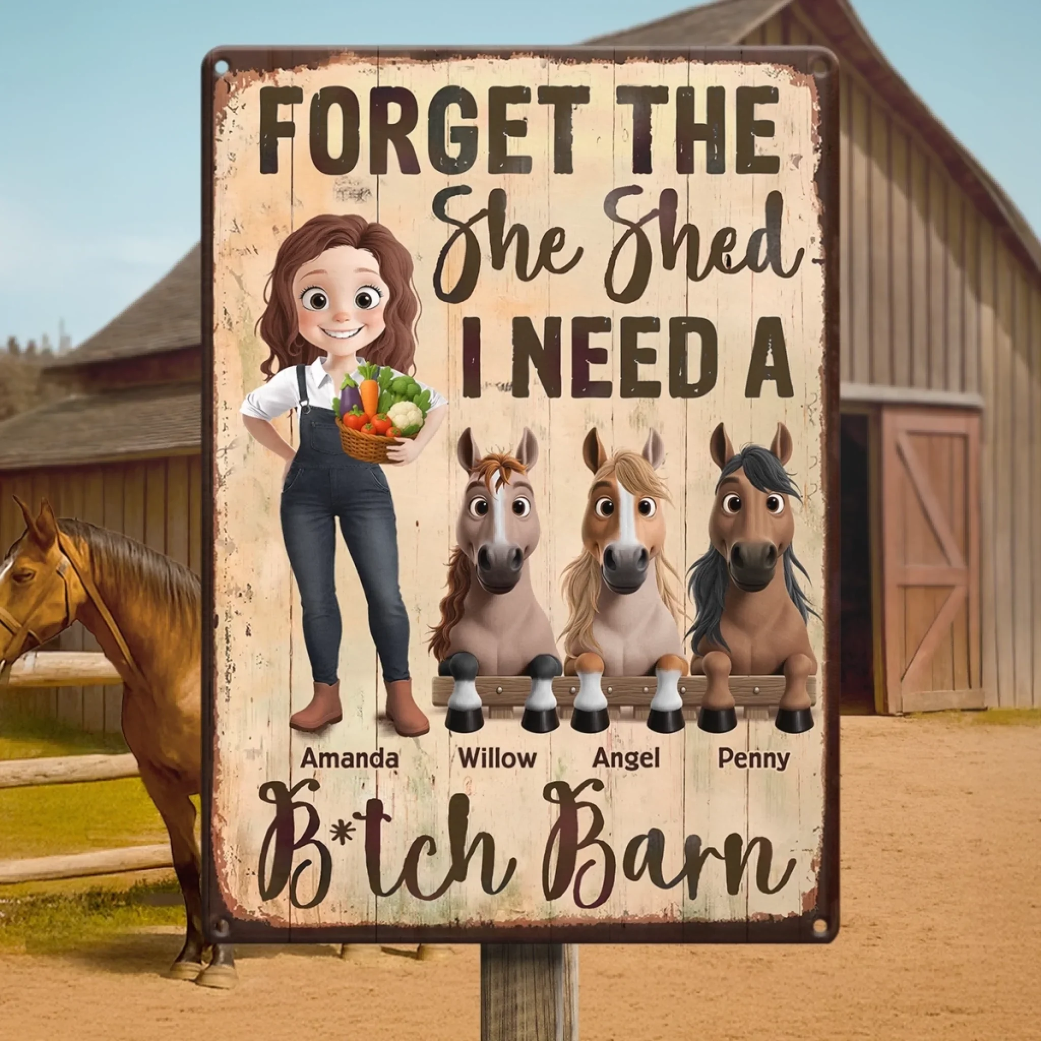 Custom Home Decor Metal Sign - Personalized Birthday Gifts For Men And Women, Horse Lovers - Living My Best Barn Life - Image 4