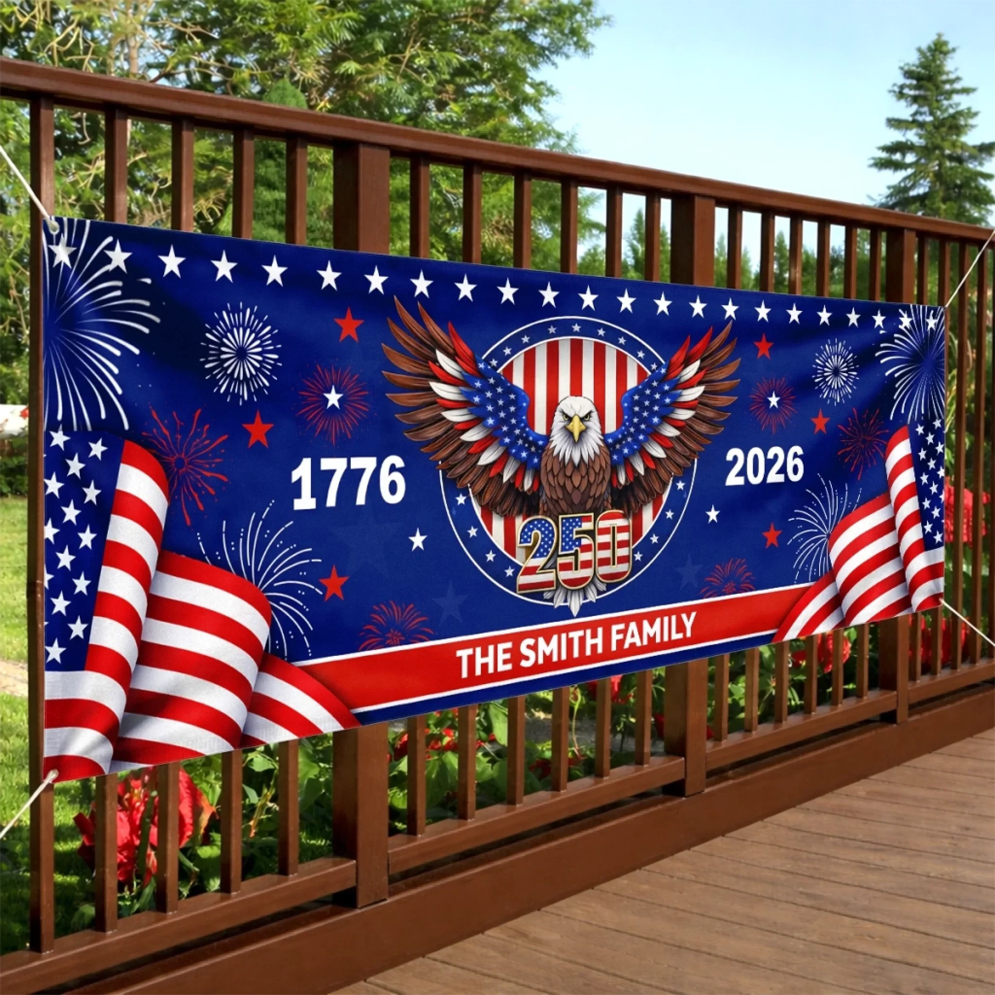 Custom Horizontal Banner - Personalized America 250th Anniversary Gifts For Mom, Dad, Brother, Sister, Kids - Family Together Always - Image 3