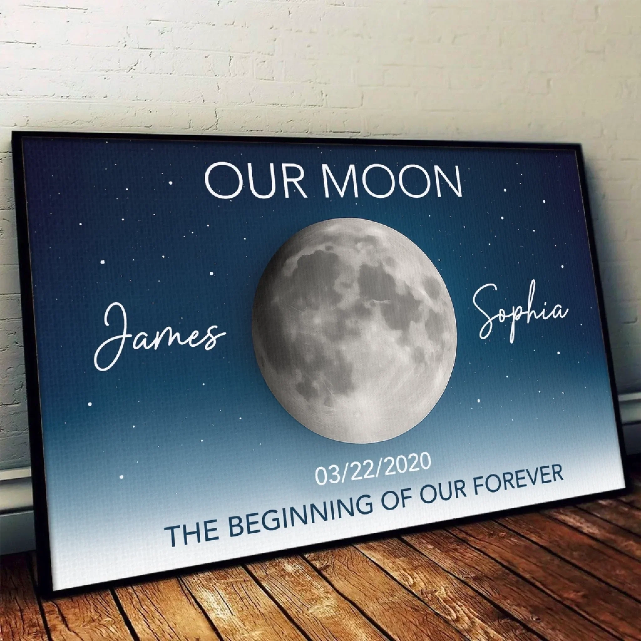 Custom Horizontal Poster - Personalized Anniversary Wedding Gifts For Husband And Wife, Him And Her - Under This Moon Our Story Began - Image 4