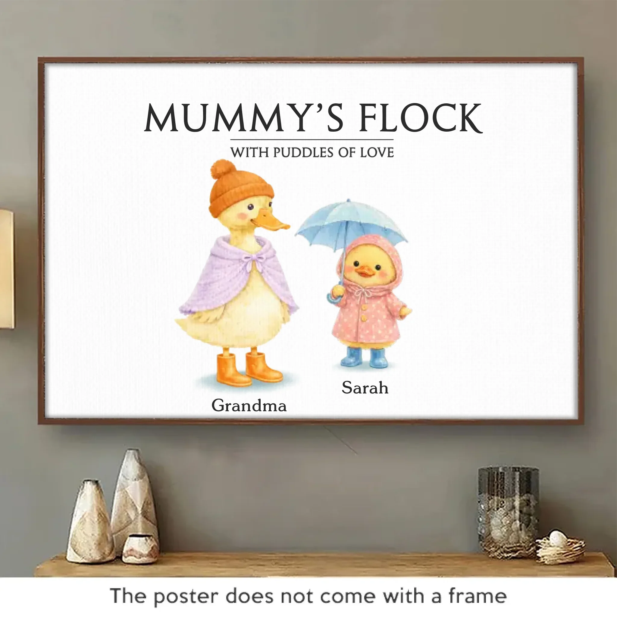 Custom Horizontal Poster - Personalized Mother's Day Birthday Gifts For Mom, Grandma - With All My Ducklings - Image 2