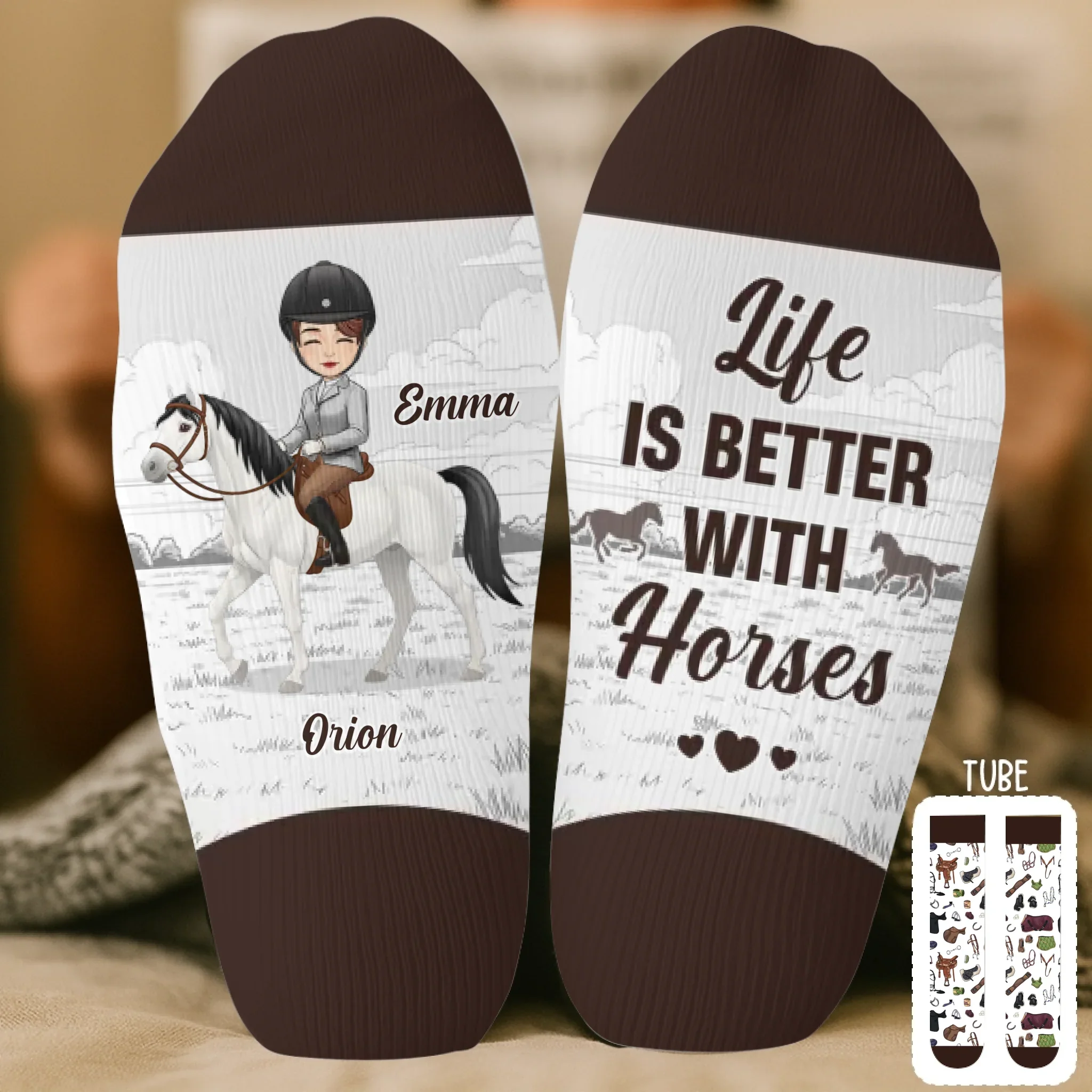 Custom Horse Riding Crew Socks - Personalized Birthday Gifts For Men And Women, Horse Lovers - Life Is Better With Horses - Image 2