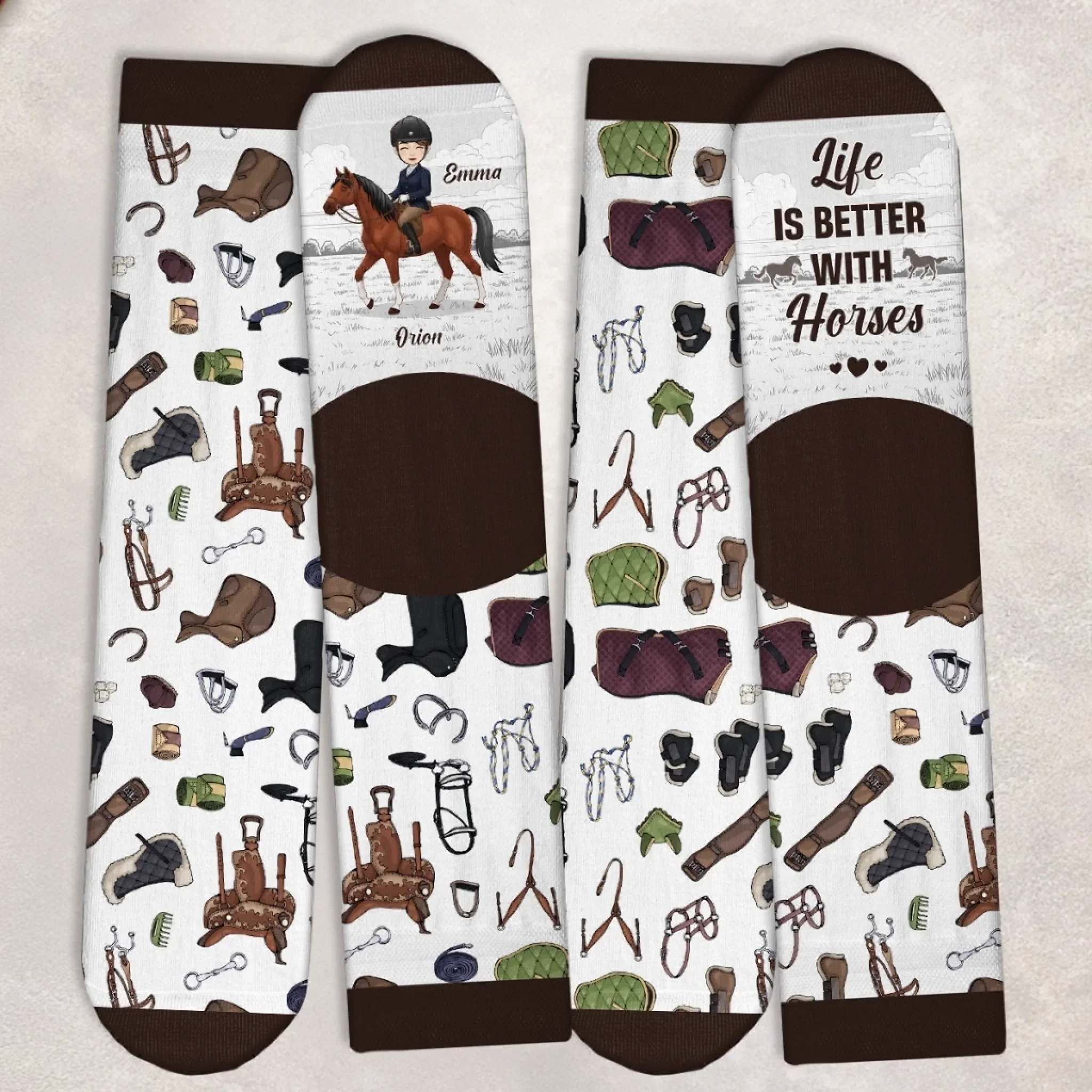 Custom Horse Riding Crew Socks - Personalized Birthday Gifts For Men And Women, Horse Lovers - Life Is Better With Horses - Image 6