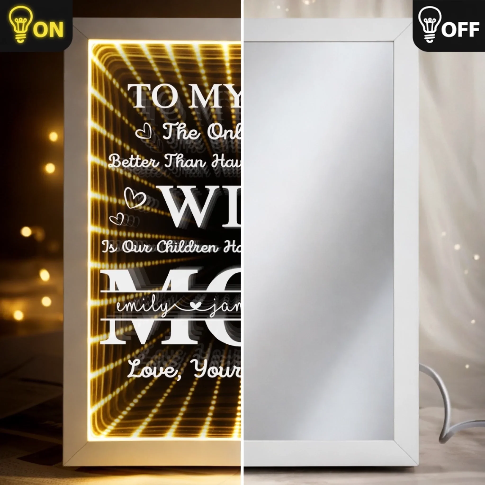 Custom Infinity Mirror Light Box - Personalized Mother's Day Anniversary Wedding Gifts For Husband And Wife, Him And Her - Loving You More Each Day - Image 5