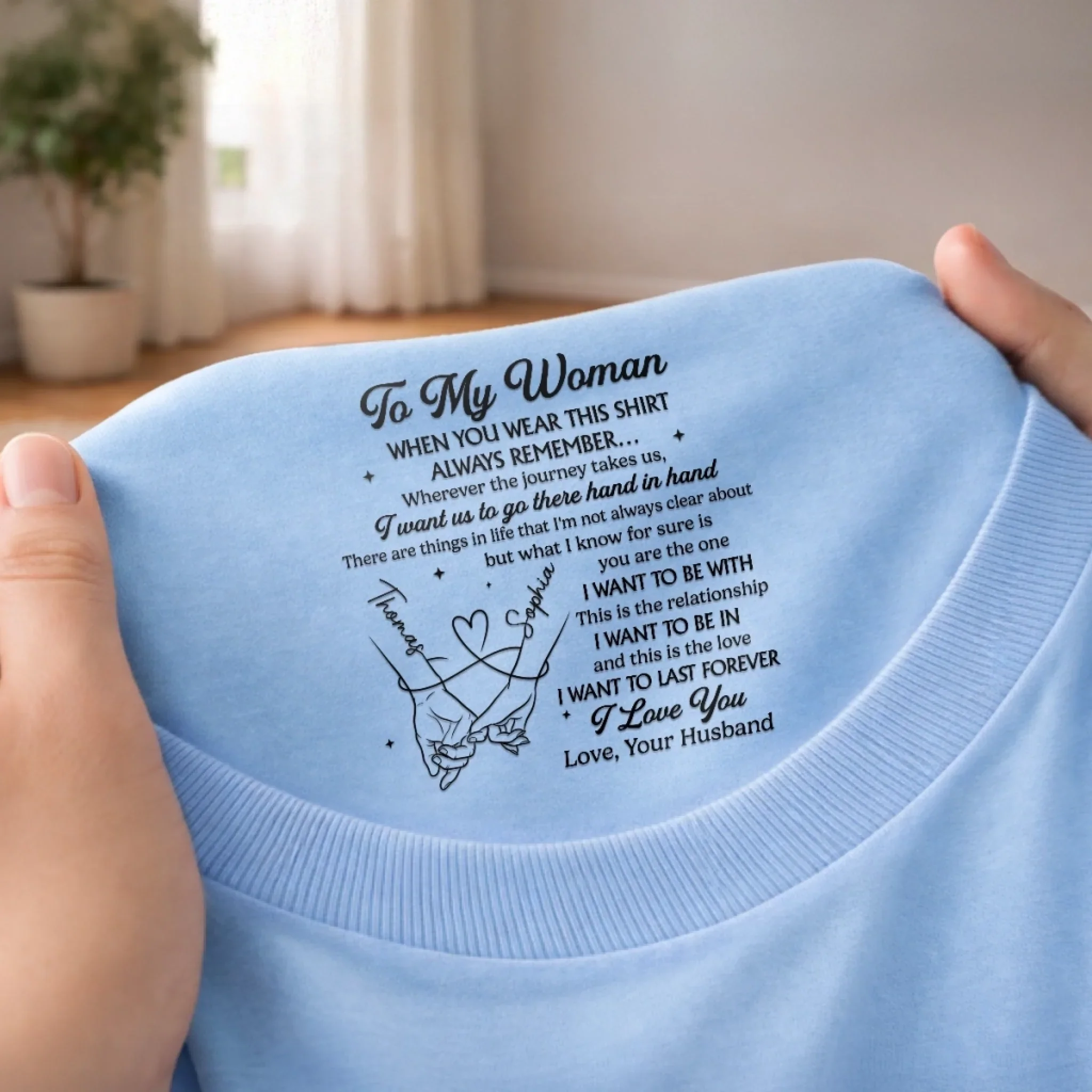 Custom Inside Neck Print T-Shirt - Personalized Anniversary Wedding Gifts For Husband And Wife, Him And Her - You And Me Forever - Image 12