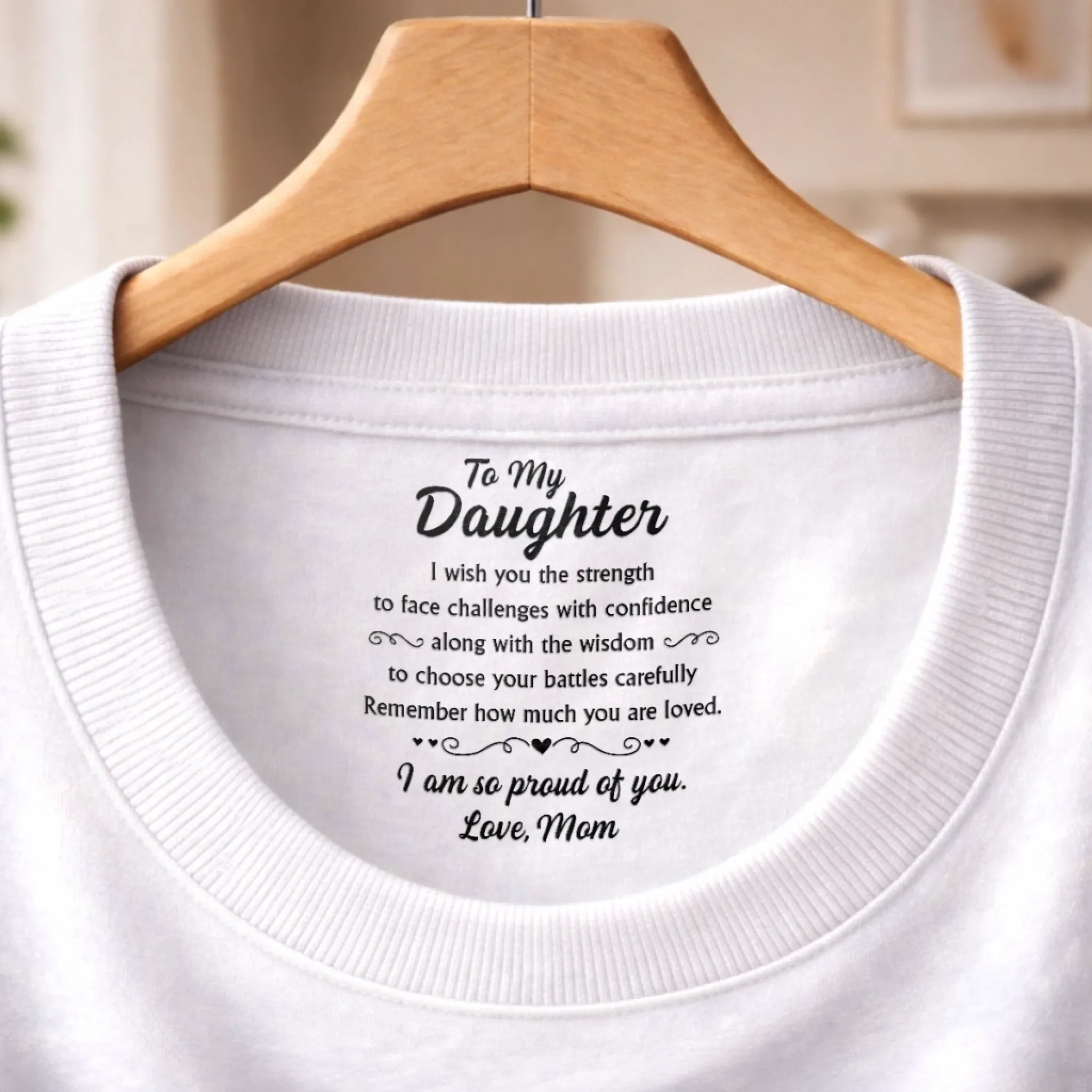 Custom Inside Neck Print T-Shirt - Personalized Birthday Gifts For Daughter - I’m So Proud Of You - Image 12