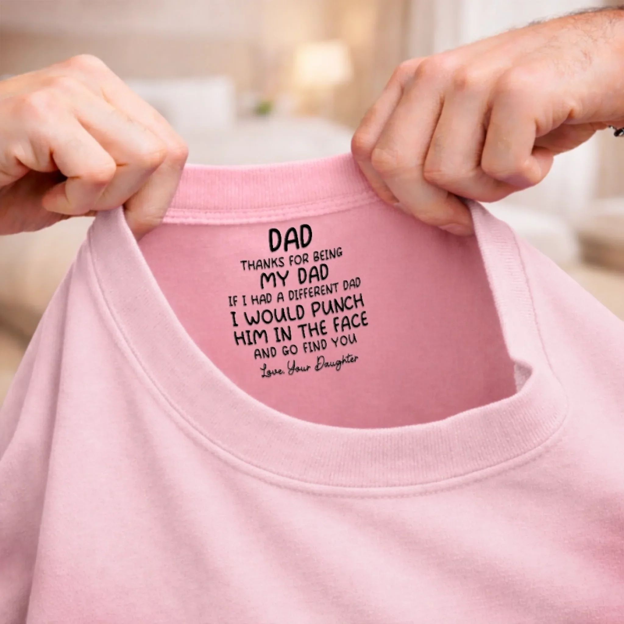 Custom Inside Neck Print T-Shirt - Personalized Father's Day Birthday Gifts For Dad - Best Dad In The World - Image 8