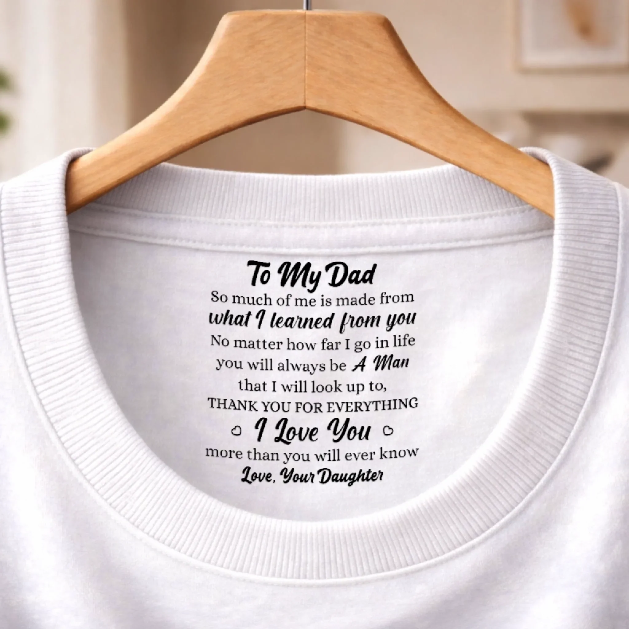 Custom Inside Neck Print T-Shirt - Personalized Father's Day Birthday Gifts For Dad, Daughter - Always Your Little Kid - Image 4