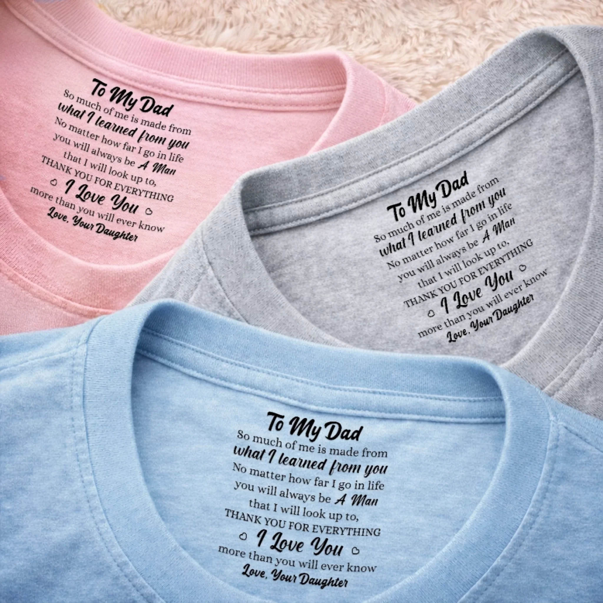 Custom Inside Neck Print T-Shirt - Personalized Father's Day Birthday Gifts For Dad, Daughter - Always Your Little Kid - Image 9