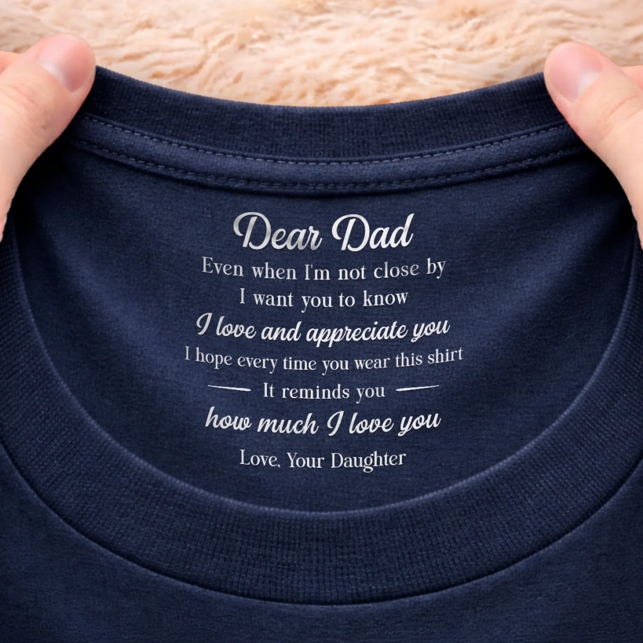Custom Inside Neck Print T-Shirt - Personalized Father's Day Birthday Gifts For Dad, Daughter - You Are My First Hero - Image 3