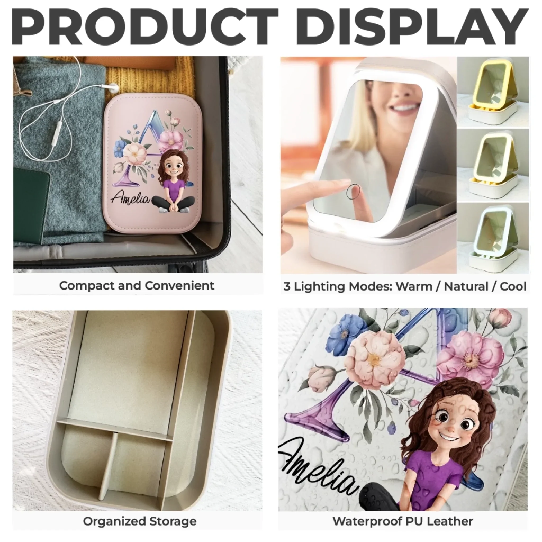 Custom Jewelry Box LED Makeup - Personalized Birthday Gifts For Besties, Sisters, BFF, Family, Yourself - Growing Through Every Little Moment - Image 5