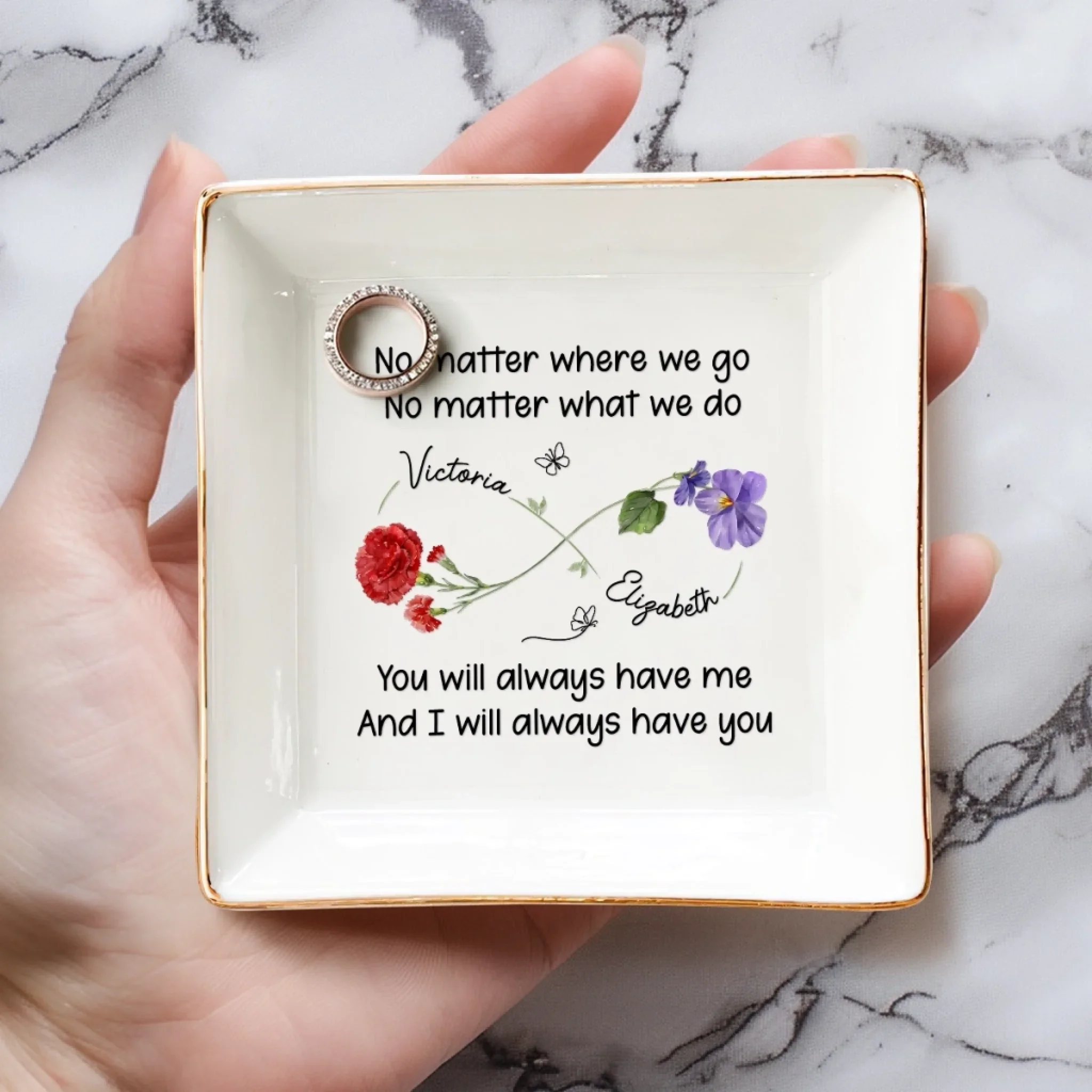 Custom Jewelry Dish - Personalized Best Friend Birthday Gifts For Women - You Will Always Have Me - Image 4