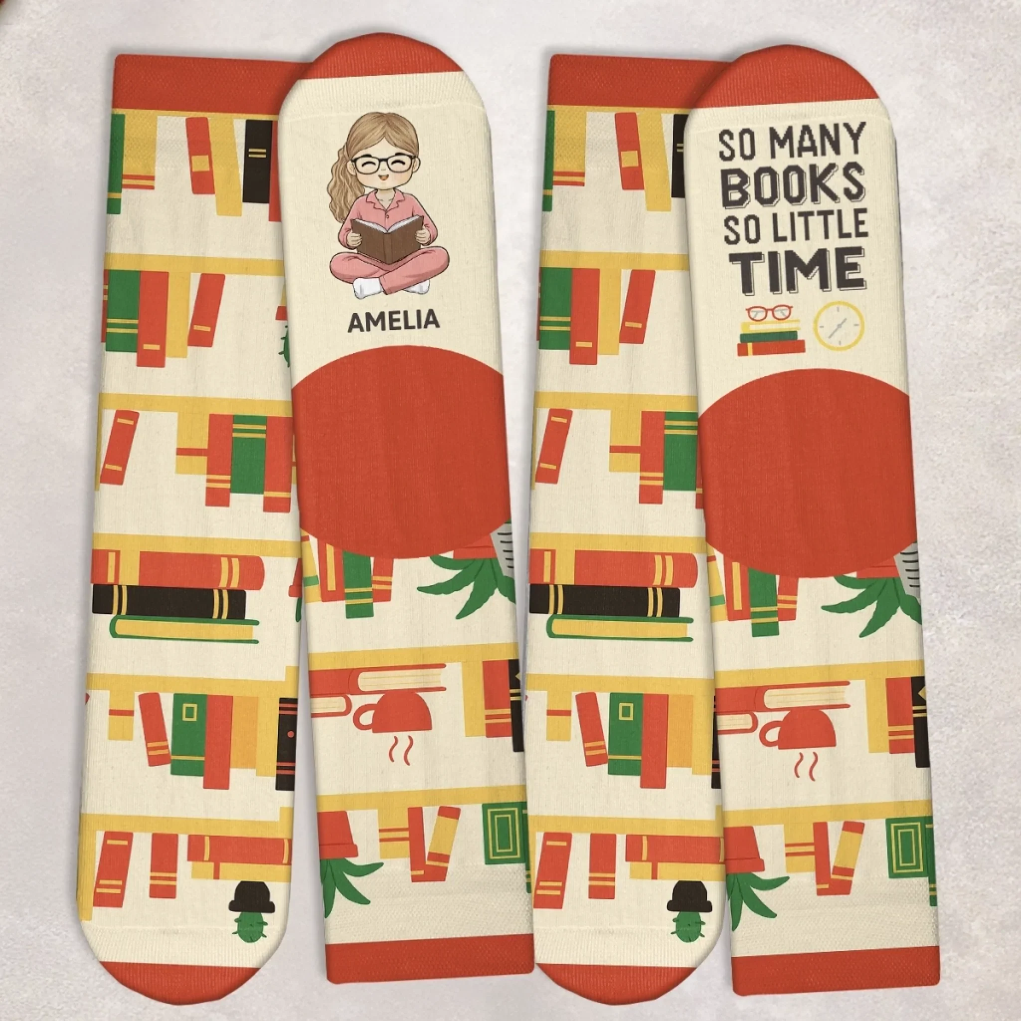 Custom Kid Crew Socks - Personalized Bookish Gifts For Book Lovers, Bookworms, Readers - Books Are The Journey - Image 6