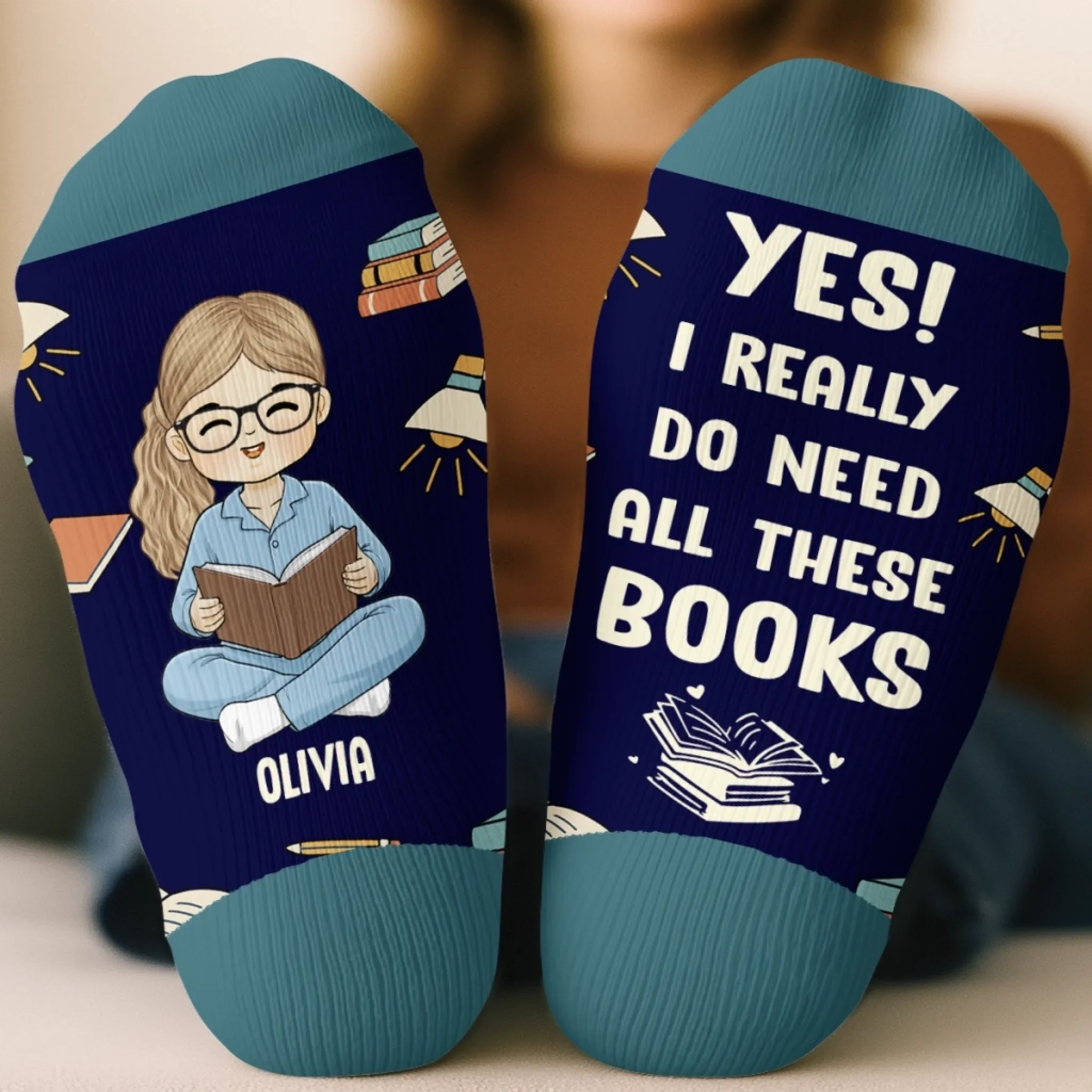 Custom Kid Crew Socks - Personalized Bookish Gifts For Book Lovers, Bookworms, Readers - Need All These Books - Image 4