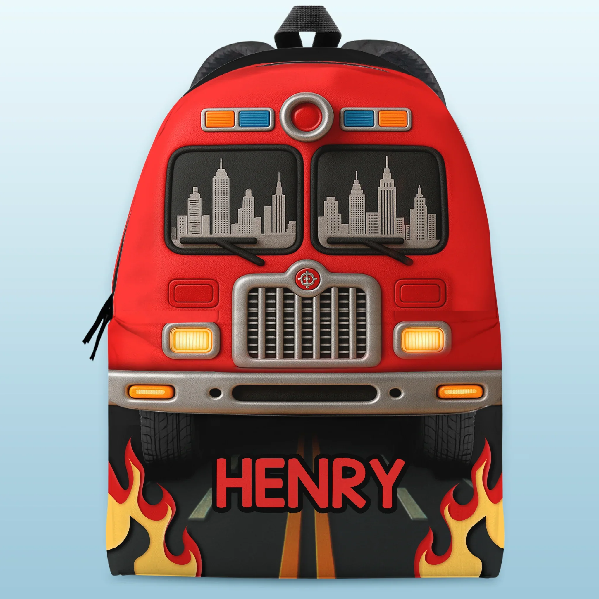 Custom Kids Backpack - Personalized Back To School Gifts For Kids - Racing To Save The Day - Image 2
