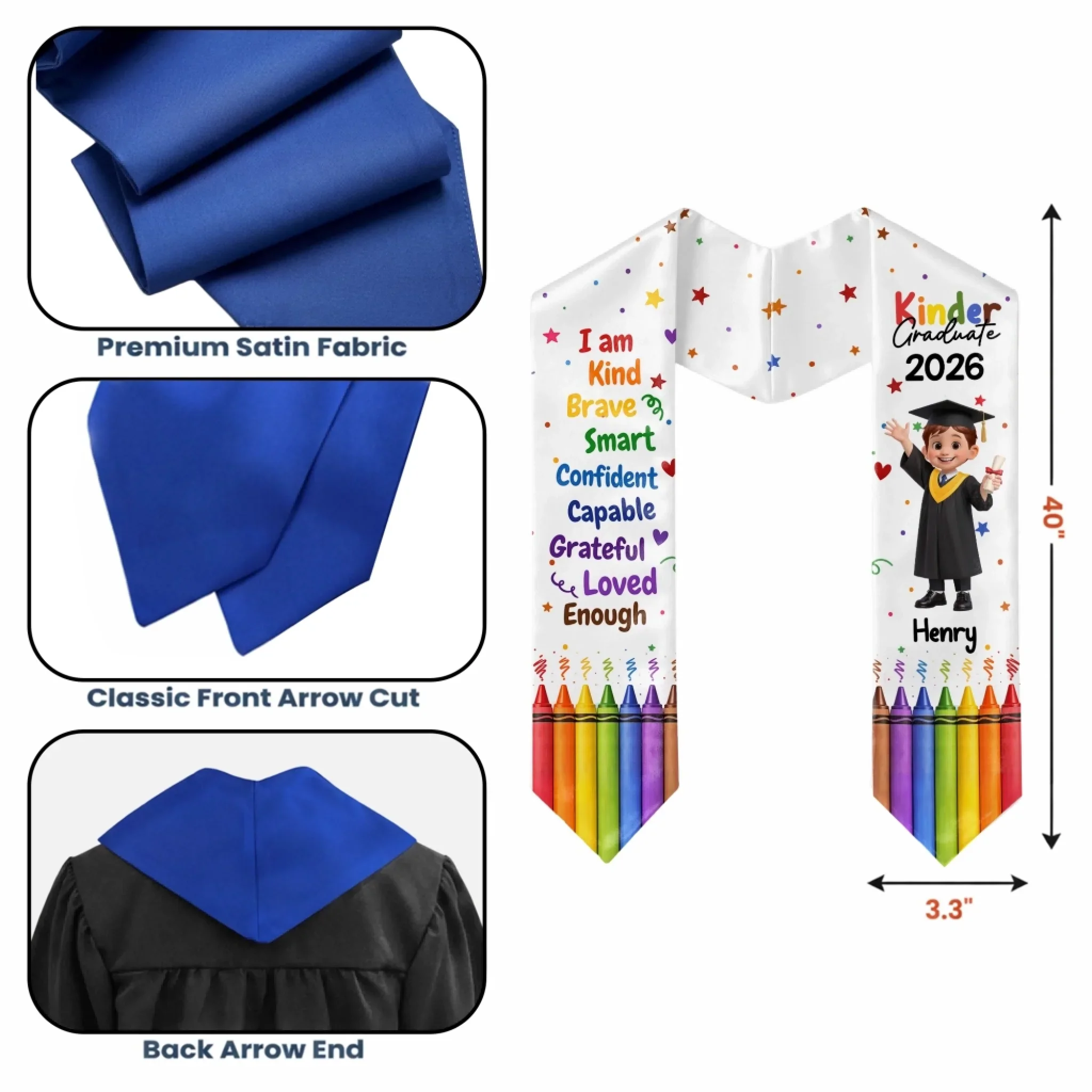 Custom Kids Graduation Stole - Personalized Graduation Gifts For Kids - Future Starts Today Kiddo - Image 4