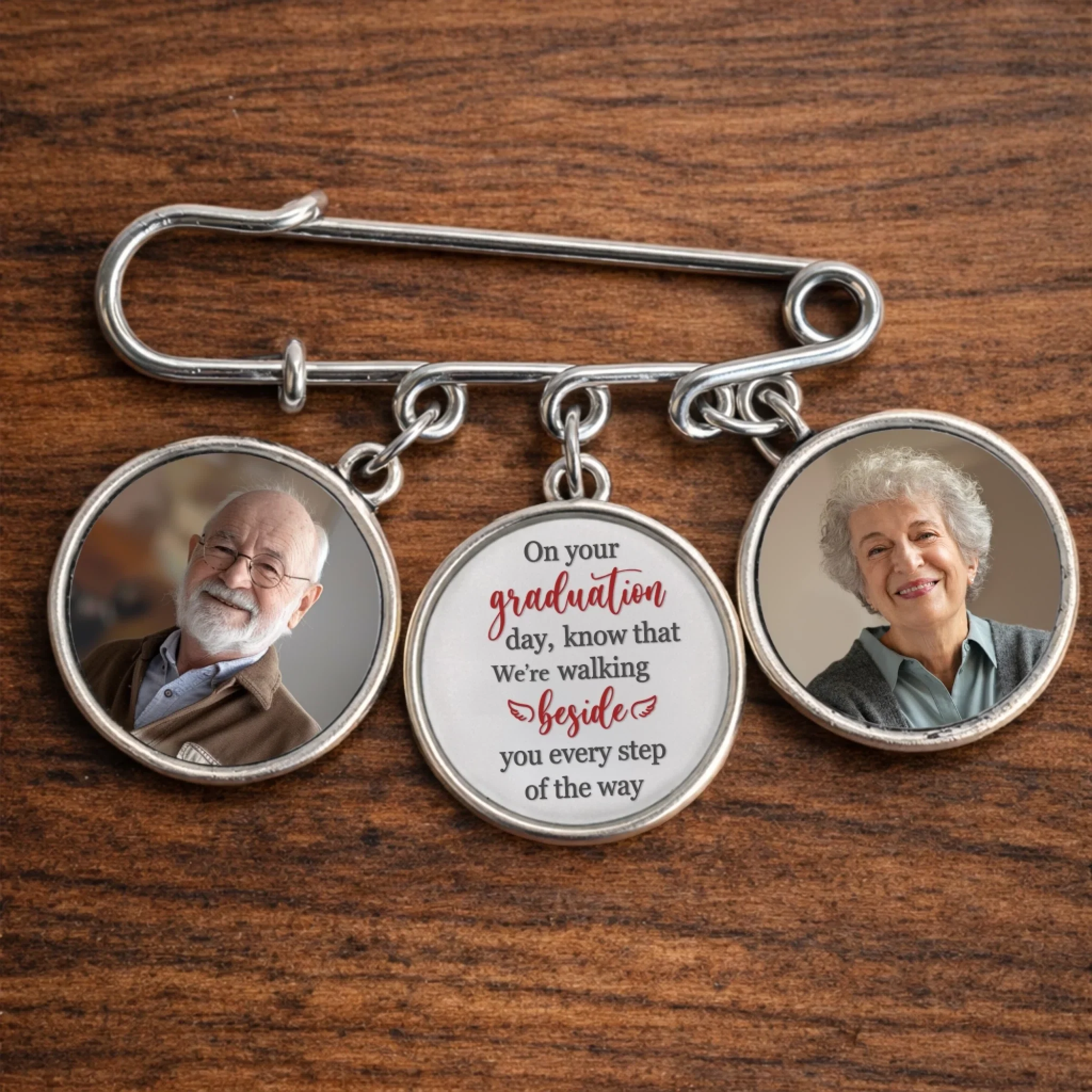 Custom Lapel Pin With Photo Charms - Personalized Graduation Gifts For Him, Her - Dreams Achieved Goals Ahead - Image 8
