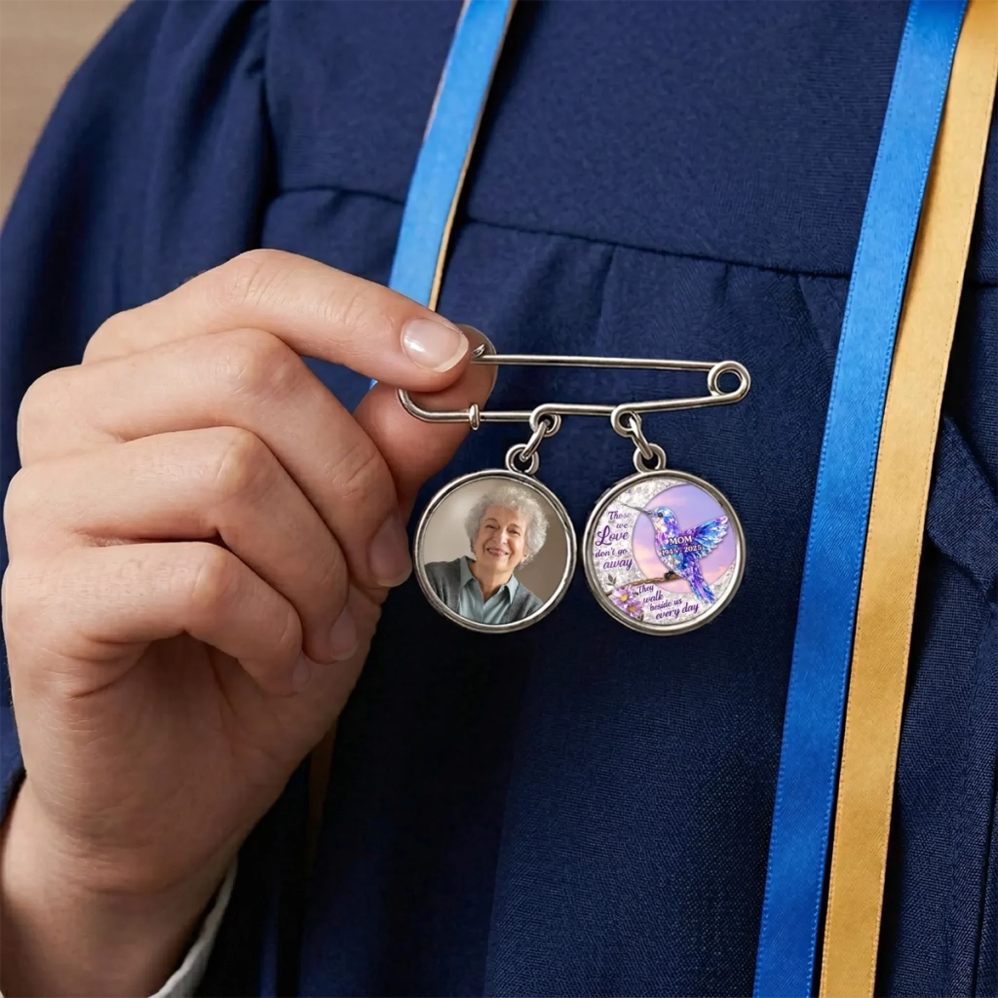 Custom Lapel Pin With Photo Charms - Personalized Memorial Sympathy Graduation Gifts For Him, Her - Carry Your Love With Me - Image 4