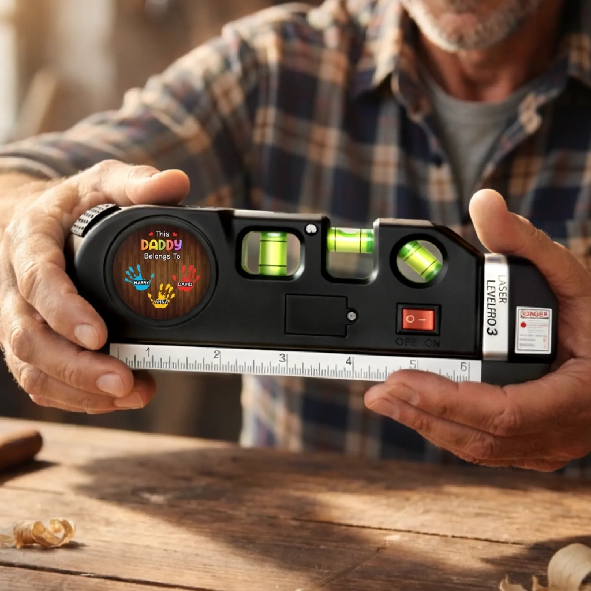 Custom Laser Level Tool - Personalized Father's Day Birthday Gifts For Dad, Grandpa - Built Strong, Loved Forever - Image 4