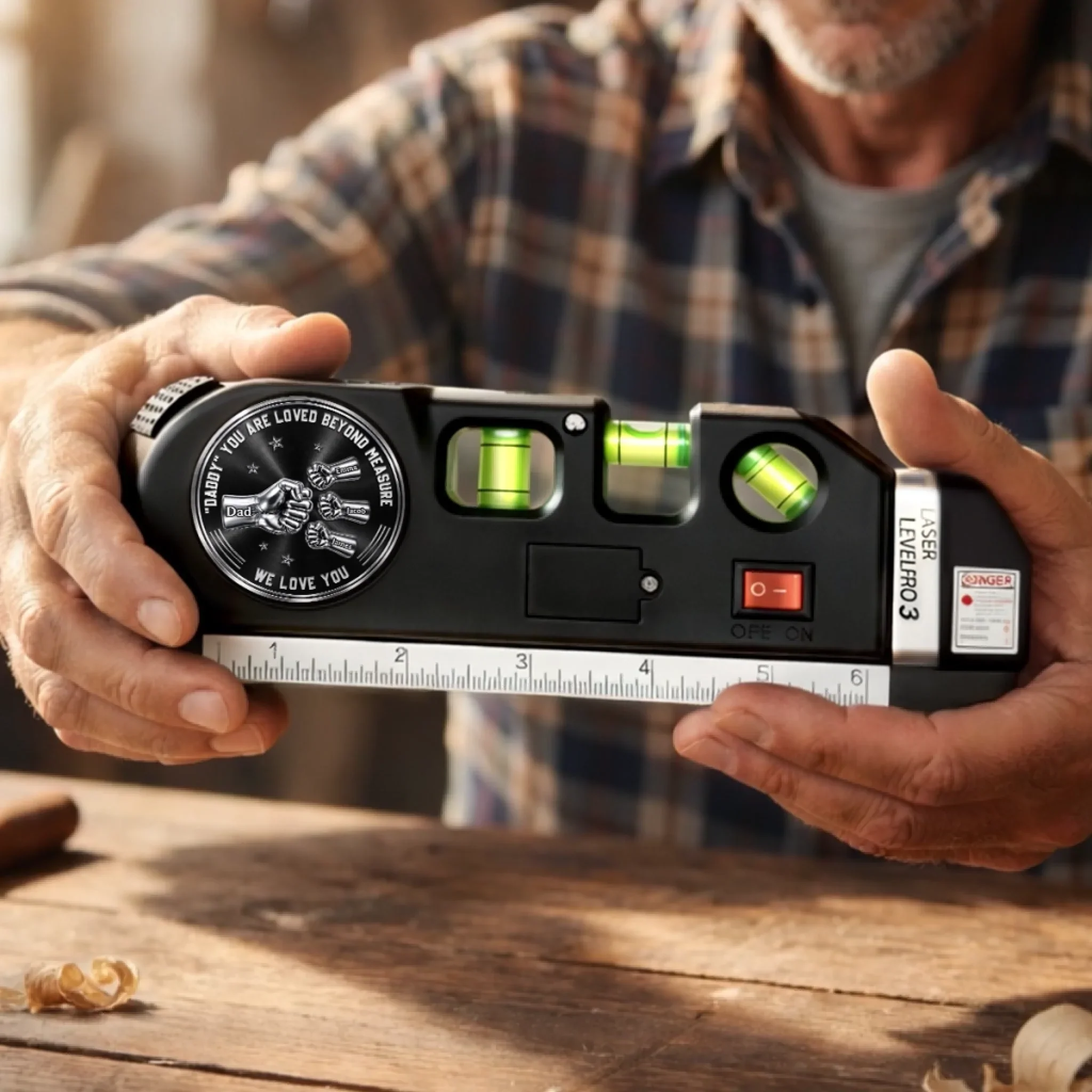 Custom Laser Level Tool - Personalized Father's Day Birthday Gifts For Dad, Grandpa - Dad Fixes Everything With Love - Image 4