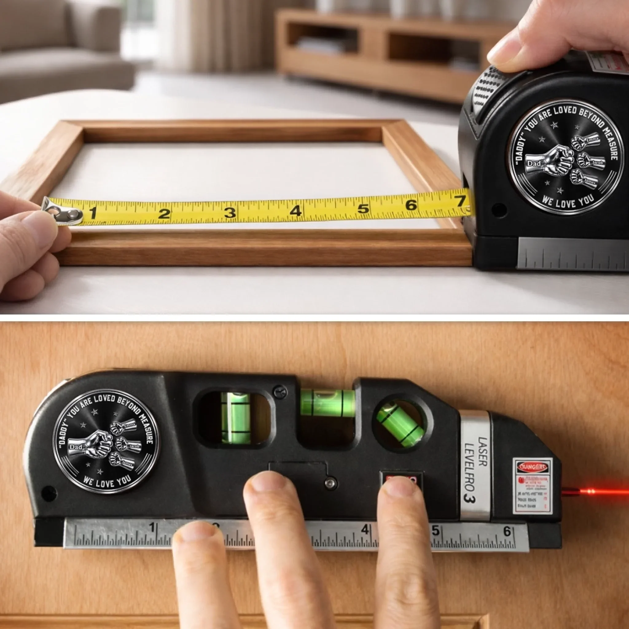 Custom Laser Level Tool - Personalized Father's Day Birthday Gifts For Dad, Grandpa - Dad Fixes Everything With Love - Image 5
