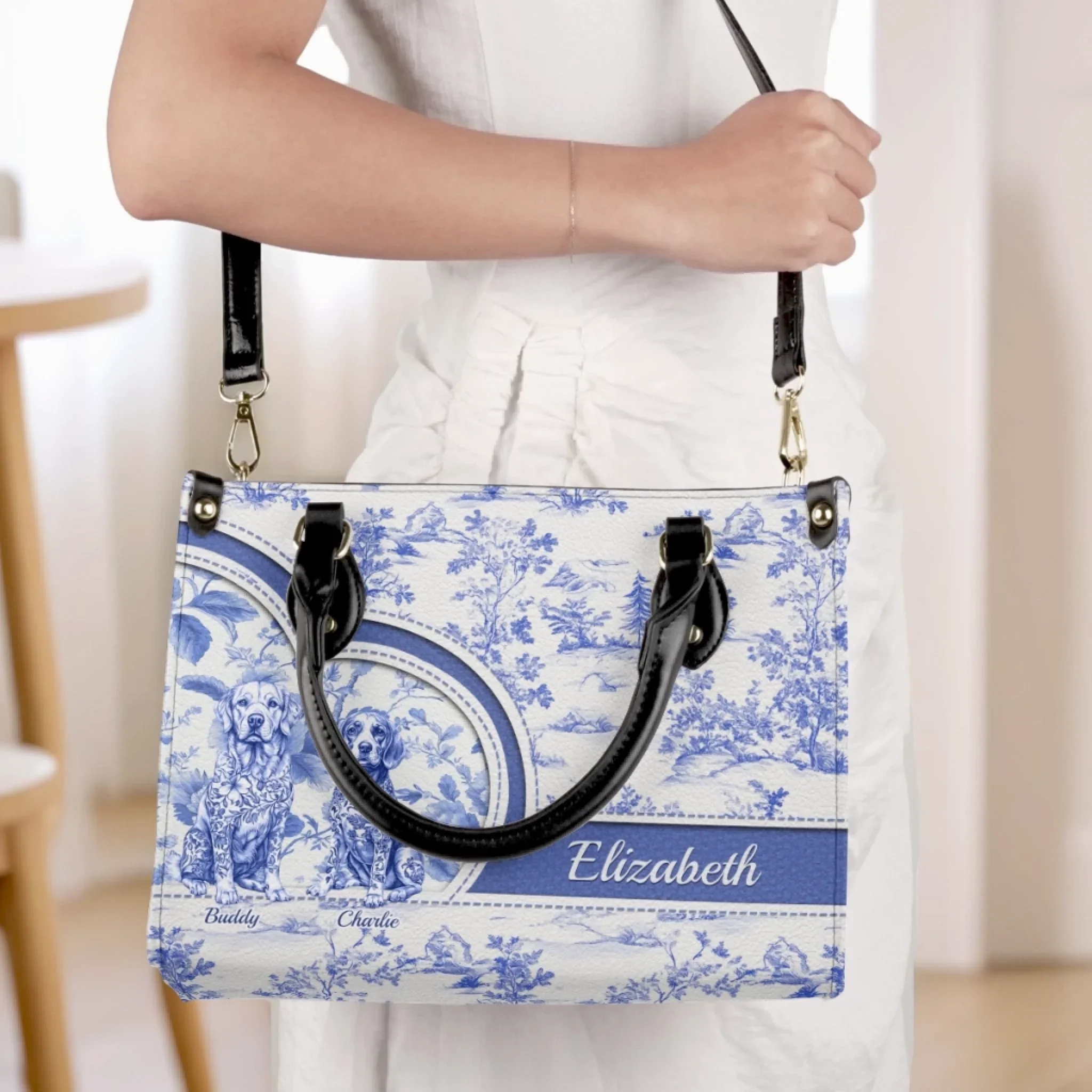 Custom Leather Handbag - Personalized Birthday  Gifts For Dog Lovers, Dog Dad And Mom - Chic Days, Pet Ways - Image 4