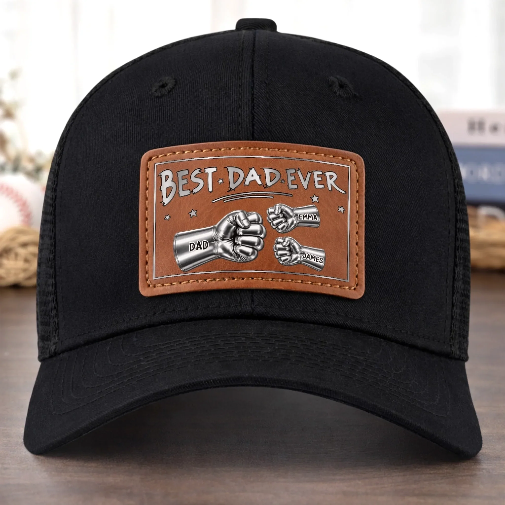 Custom Leather Patch Hat - Personalized Father's Day Birthday Gifts For Dad, Grandpa - Dad Mode Always On - Image 2