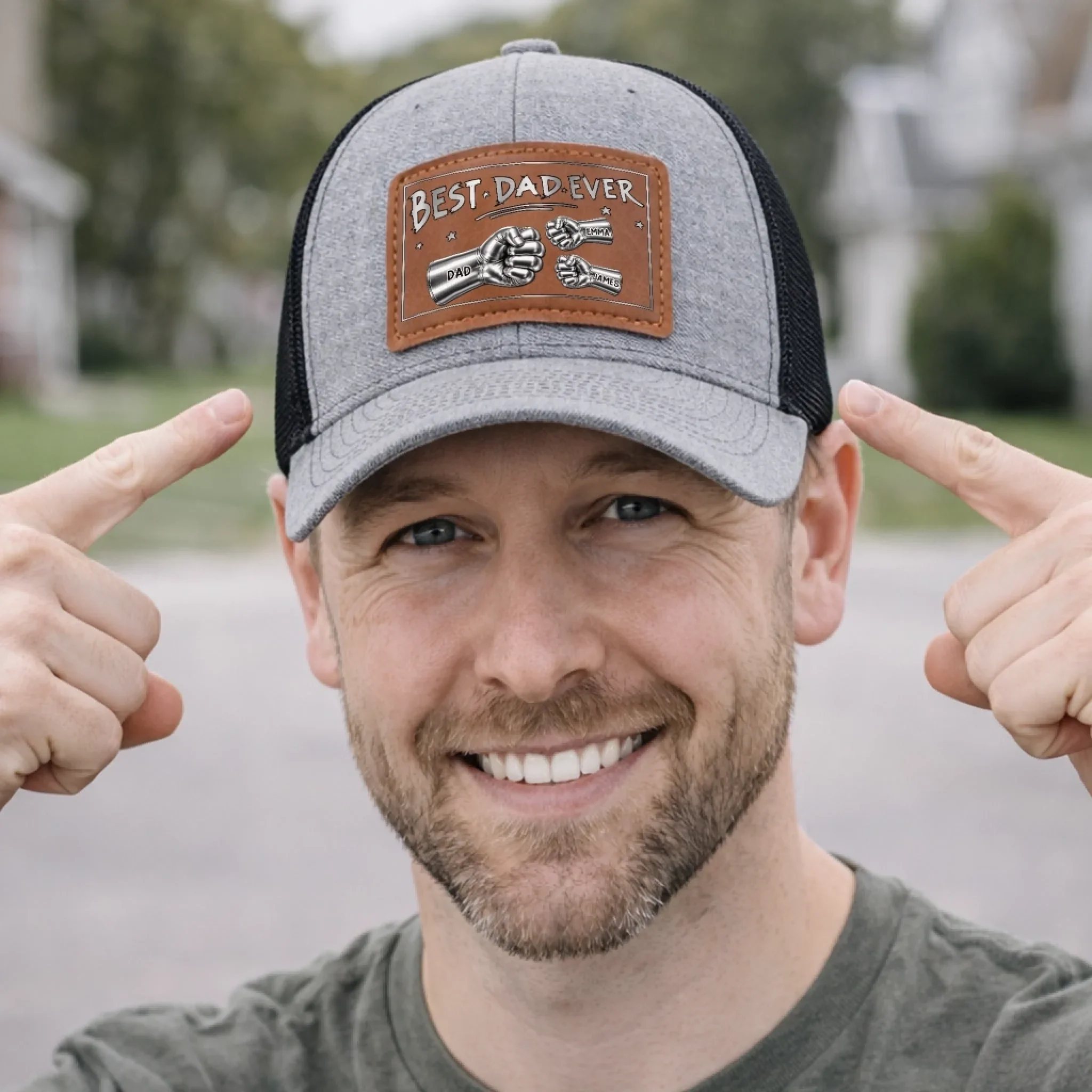 Custom Leather Patch Hat - Personalized Father's Day Birthday Gifts For Dad, Grandpa - Dad Mode Always On - Image 5