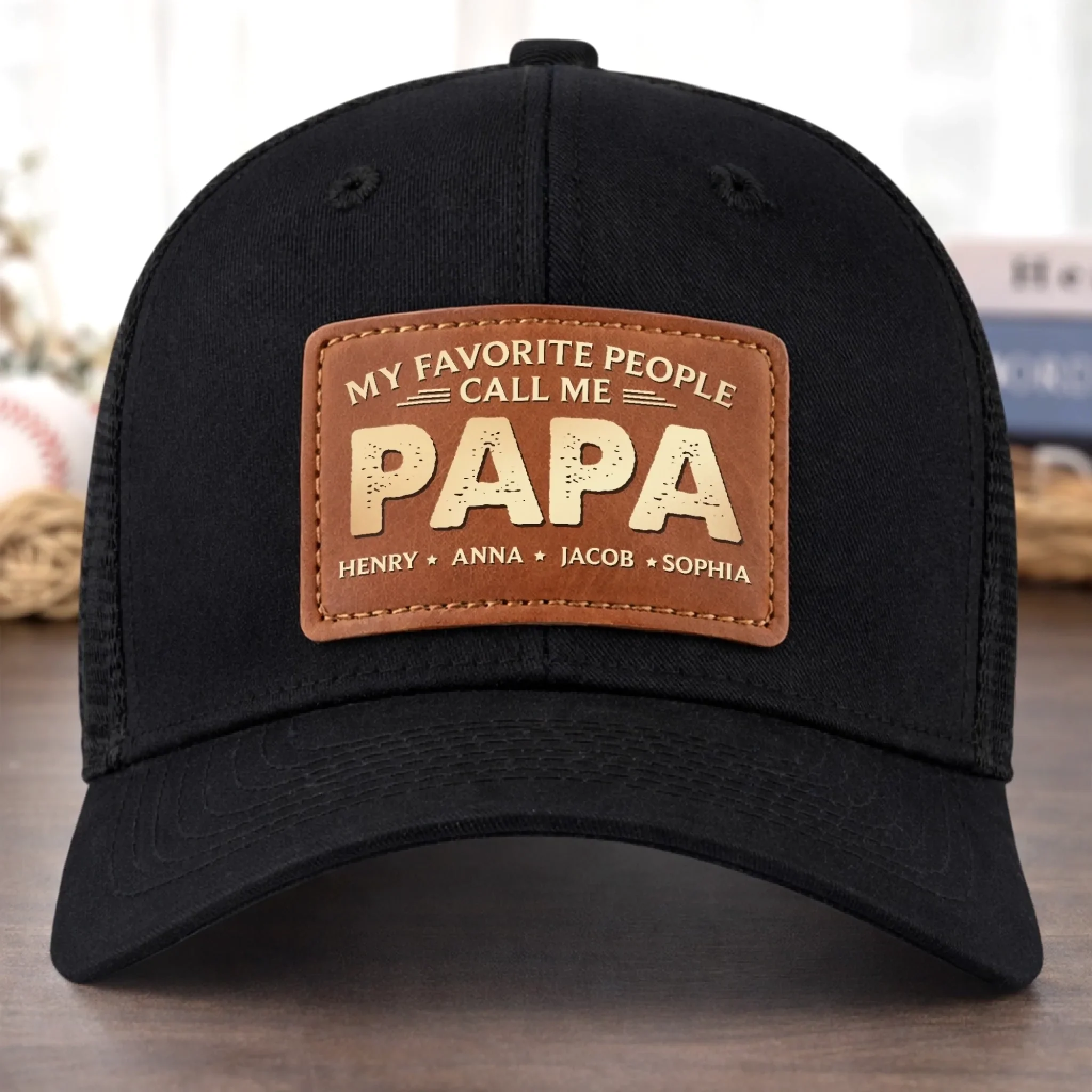 Custom Leather Patch Hat - Personalized Father's Day Birthday Gifts For Dad, Grandpa - Legendary Grandpa Vibes - Image 3