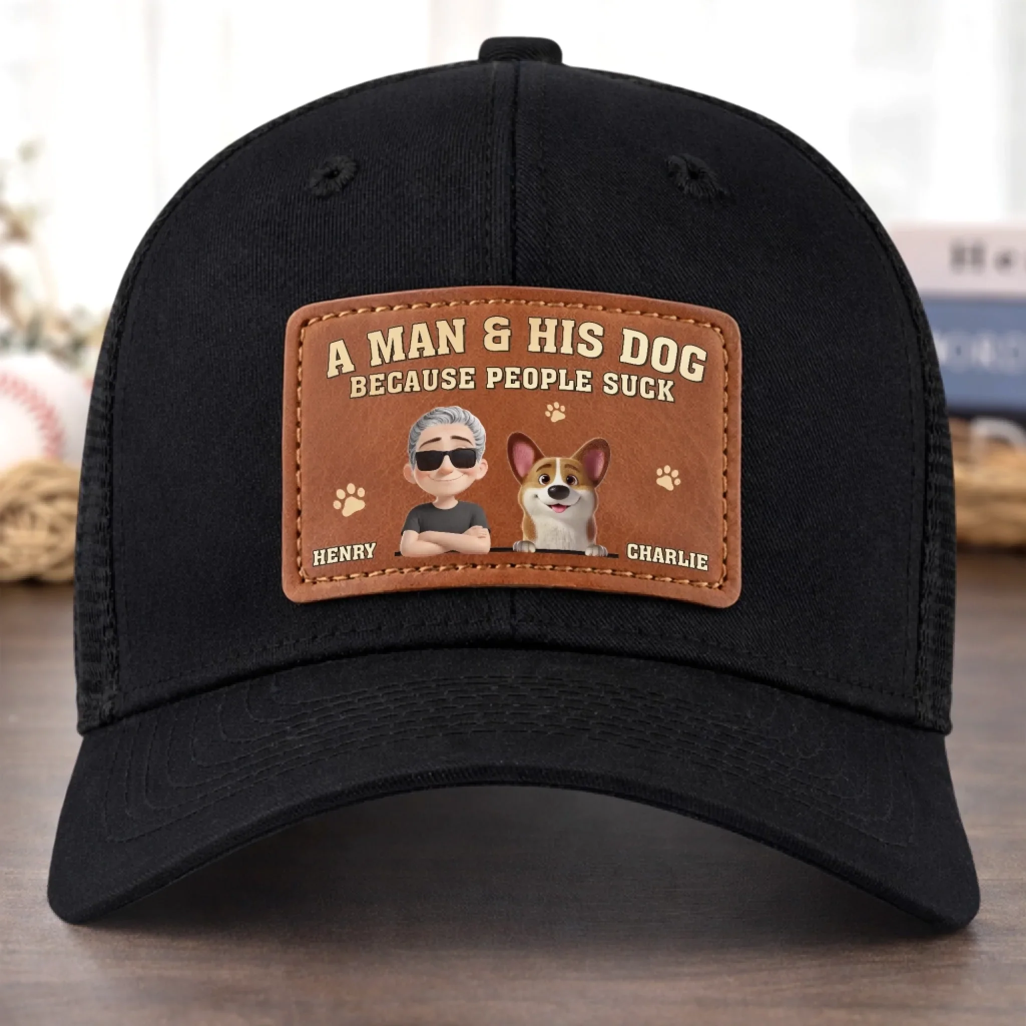 Custom Leather Patch Hat - Personalized Father's Day Birthday Gifts For Dog Lovers, Dog Dad And Mom - Dog Dad Off Duty - Image 3