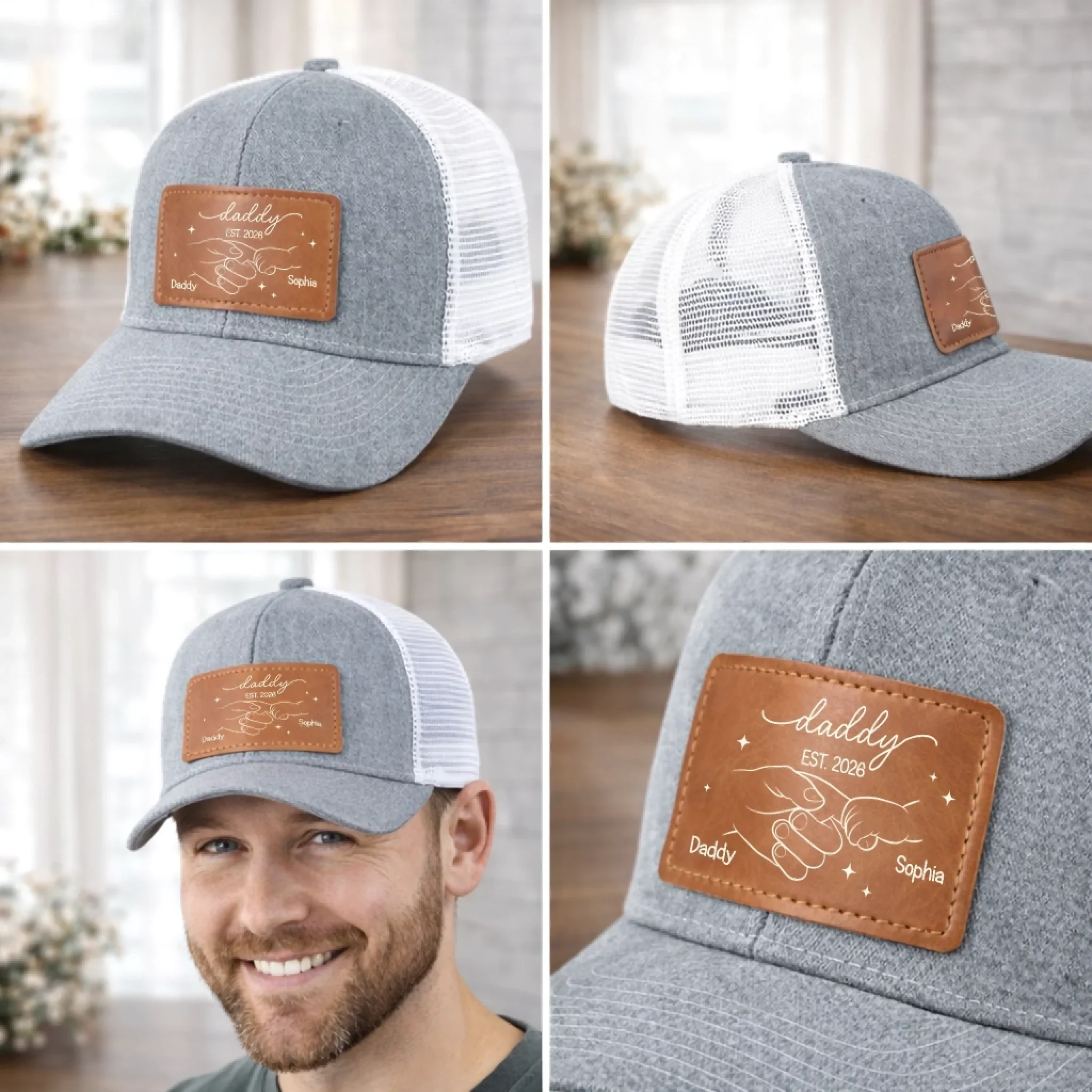 Custom Leather Patch Hat – Personalized Father's Day Gifts For New Dad, Grandpa – Legendary Daddy Vibe - Image 4