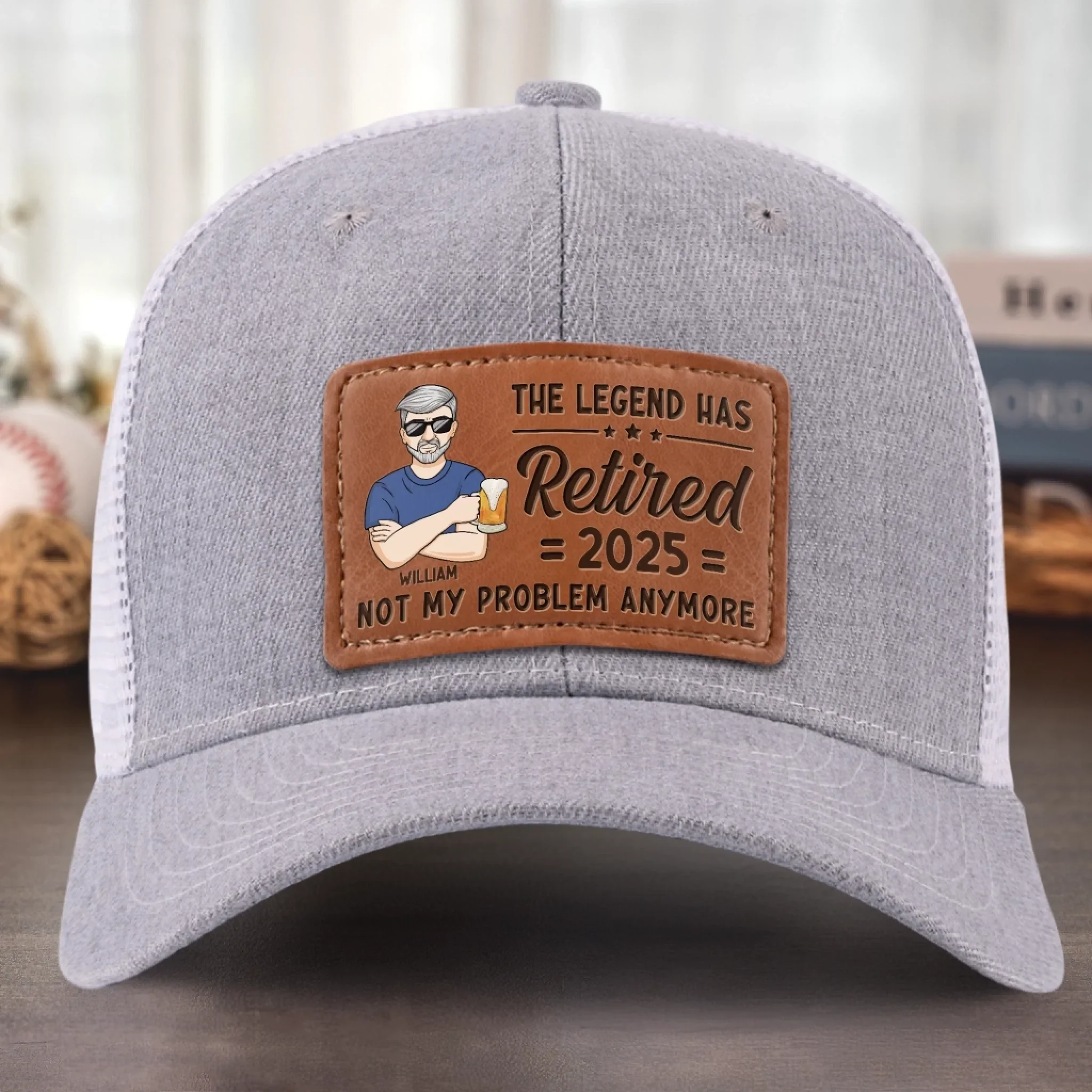 Custom Leather Patch Hat - Personalized Retirement Gifts For Women, Men - Not My Problem Anymore - Image 9