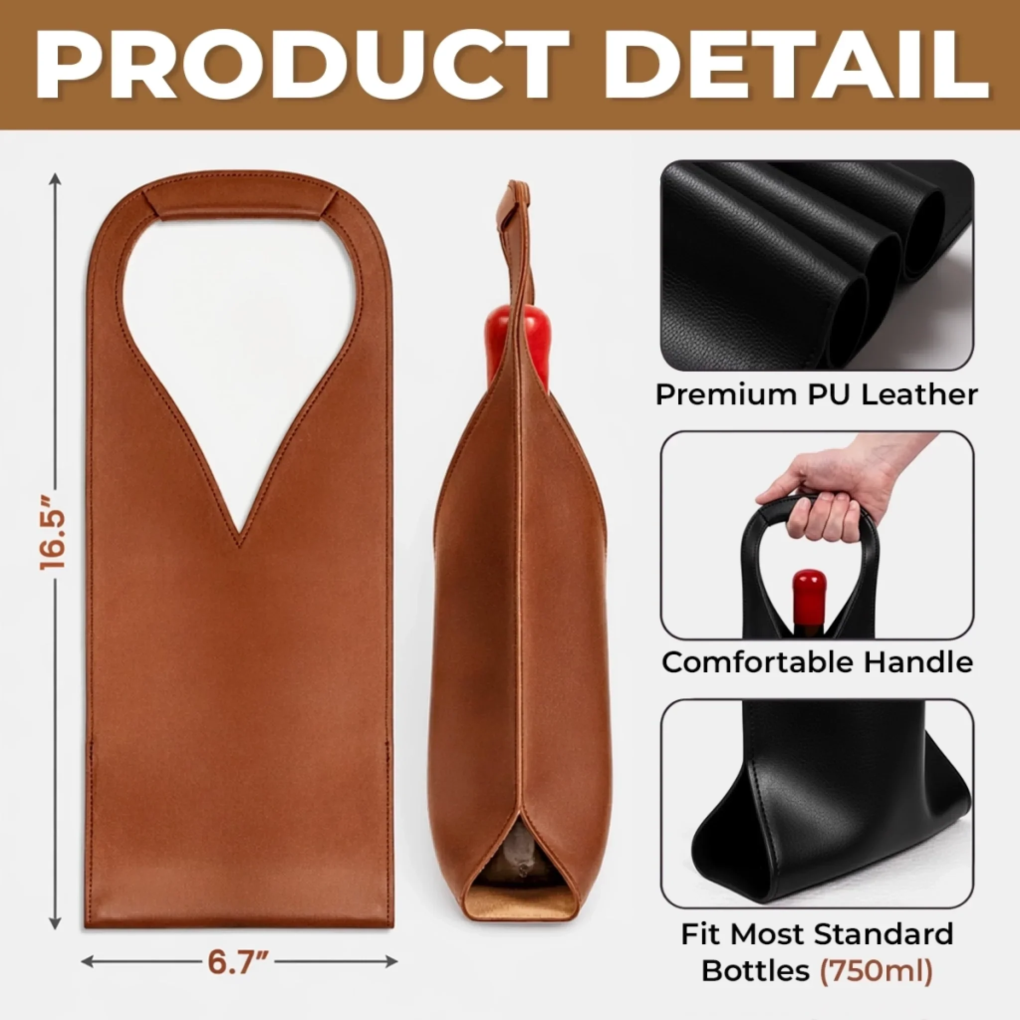 Custom Leather Wine Bag - Personalized Best Friend Birthday Gifts For Women, Besties, Sisters, BFF - A Sweet Little Keepsake - Image 5