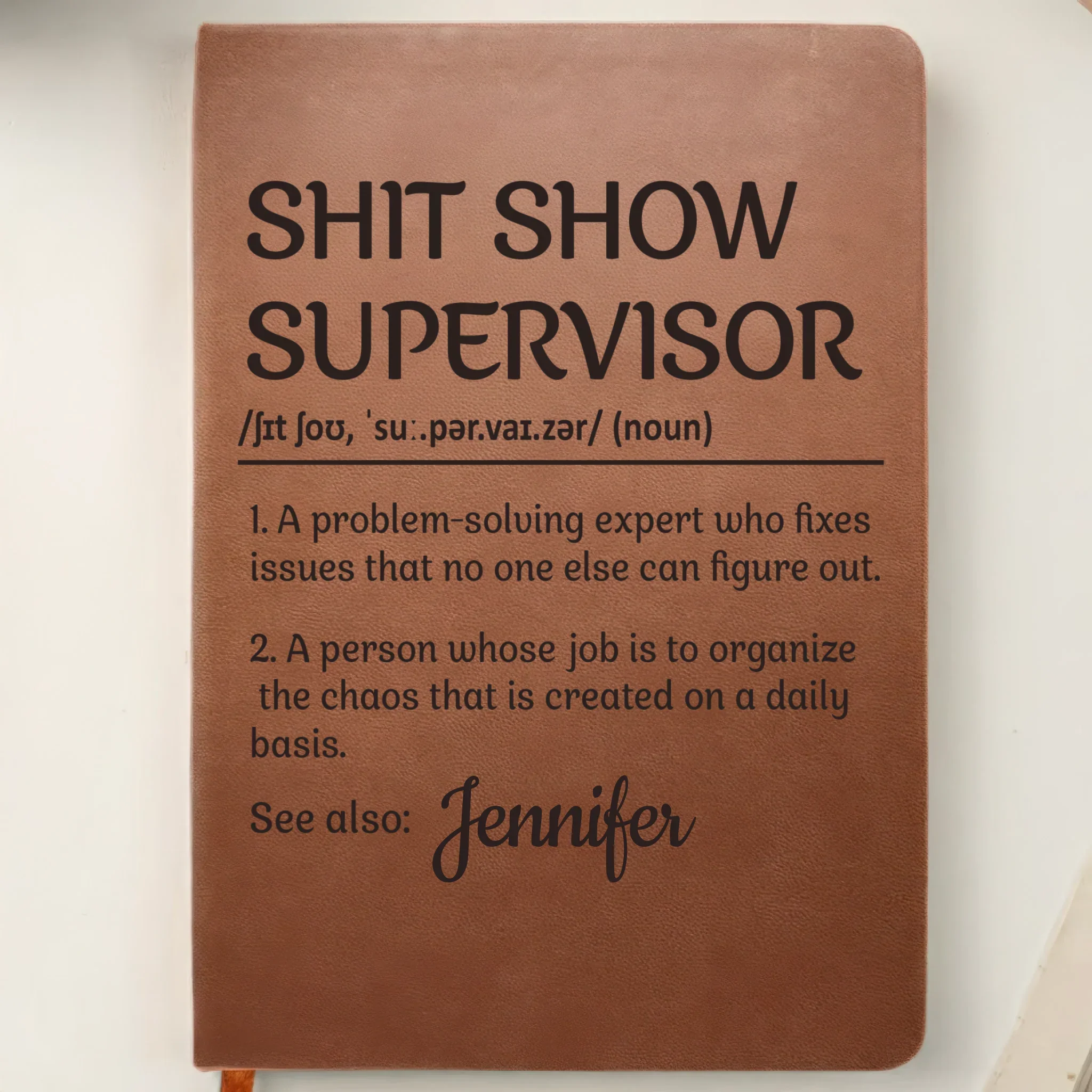 Custom Leather Writing Journal - Personalized Funny  Gifts For Best Friends, Family, Coworker, Work Bestie, Yourself - Deadline Survivor - Image 3