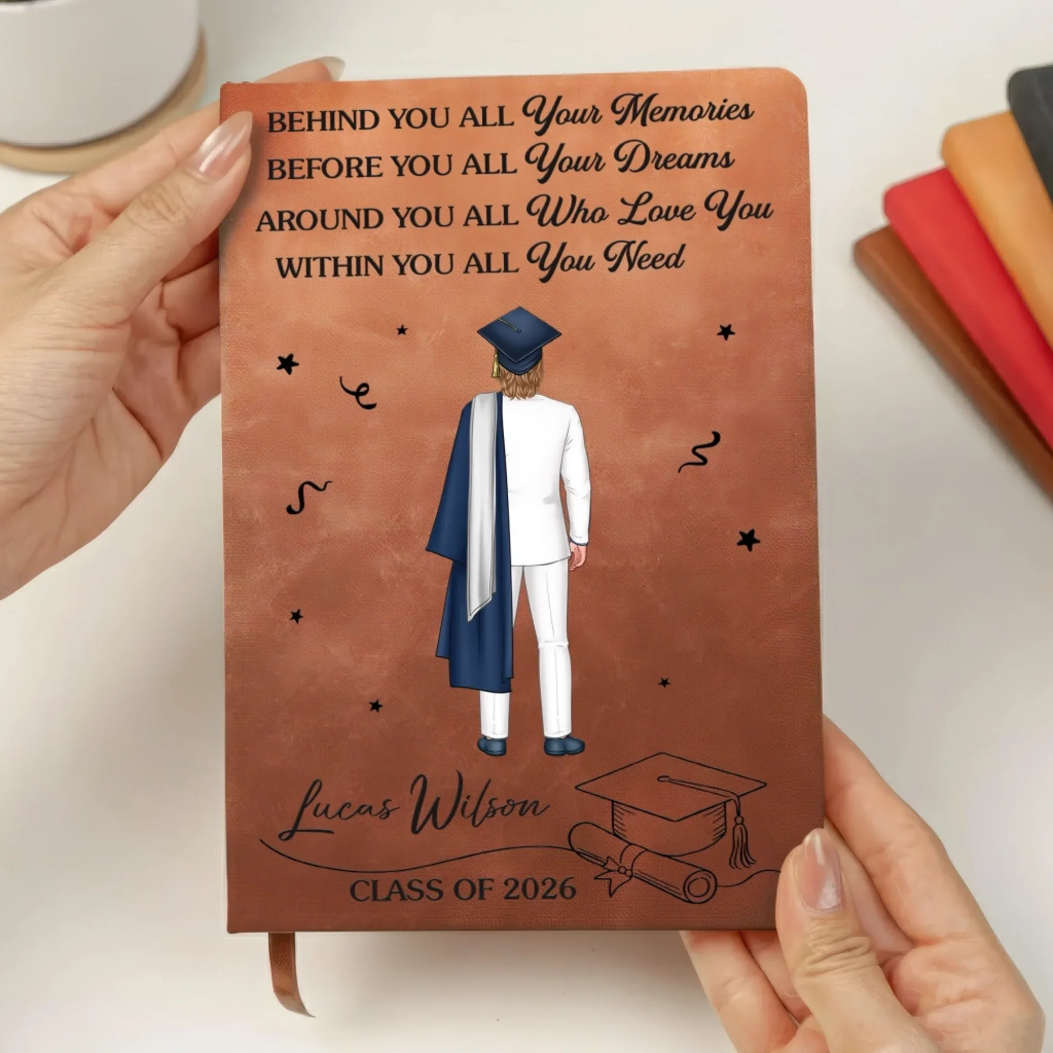 Custom Leather Writing Journal - Personalized Graduation Gifts For Him, Her - The Future Is Written By You - Image 14
