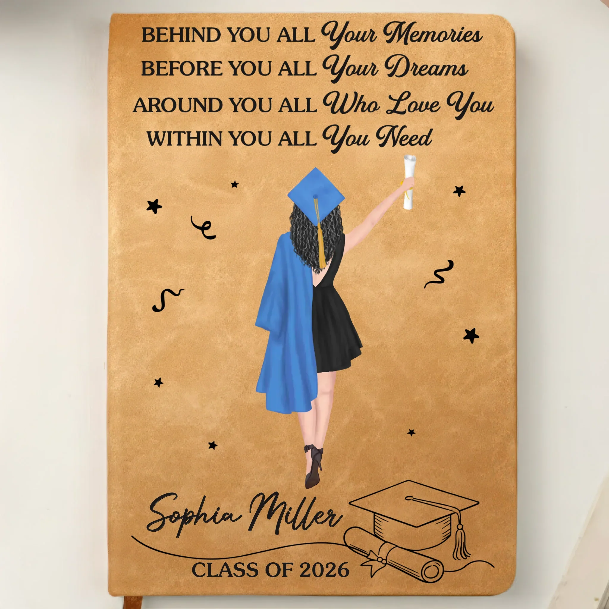 Custom Leather Writing Journal - Personalized Graduation Gifts For Him, Her - The Future Is Written By You - Image 2